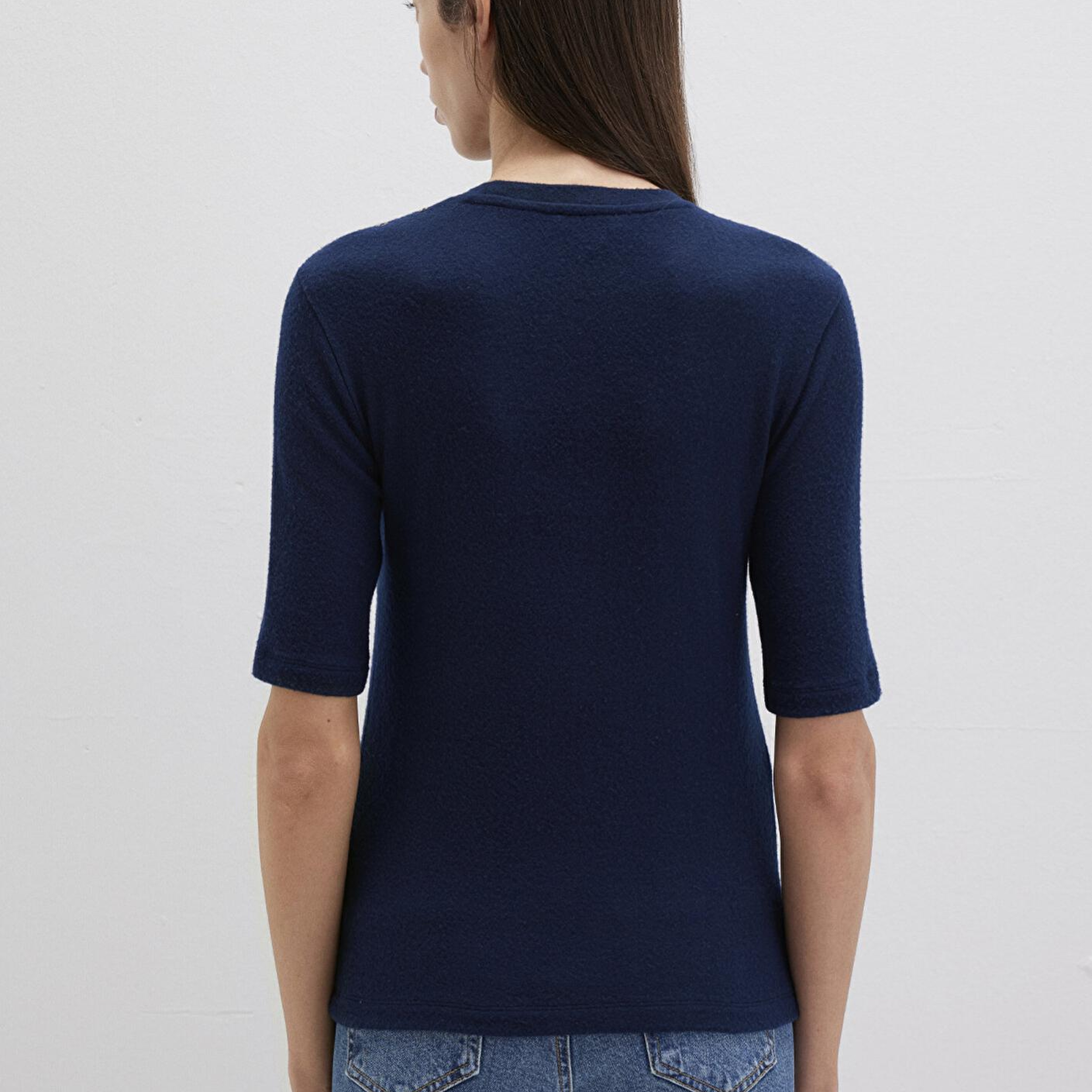 Mavi Lacivert Tişört Fitted / Vücuda Oturan Kesim 1613332-82318