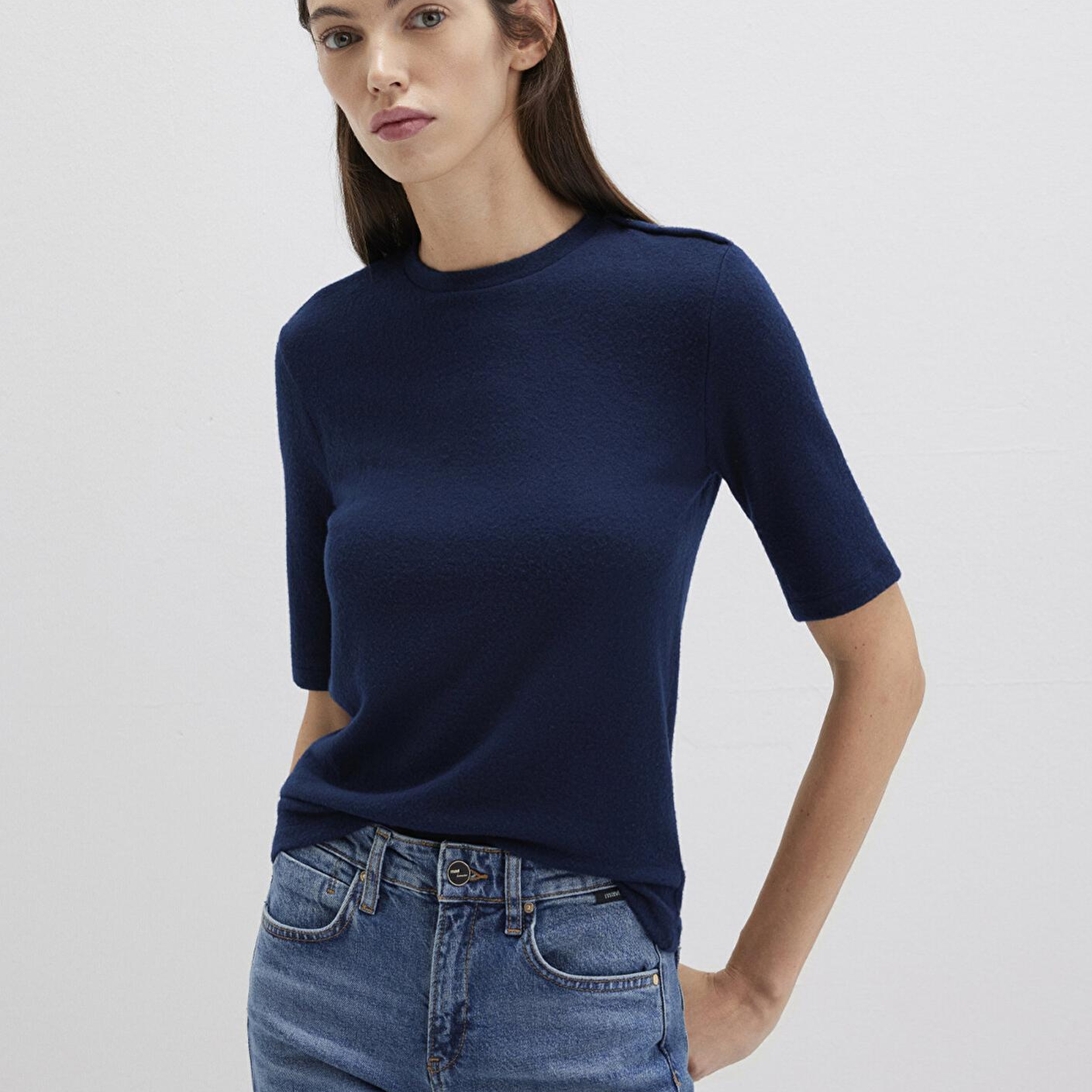 Mavi Lacivert Tişört Fitted / Vücuda Oturan Kesim 1613332-82318