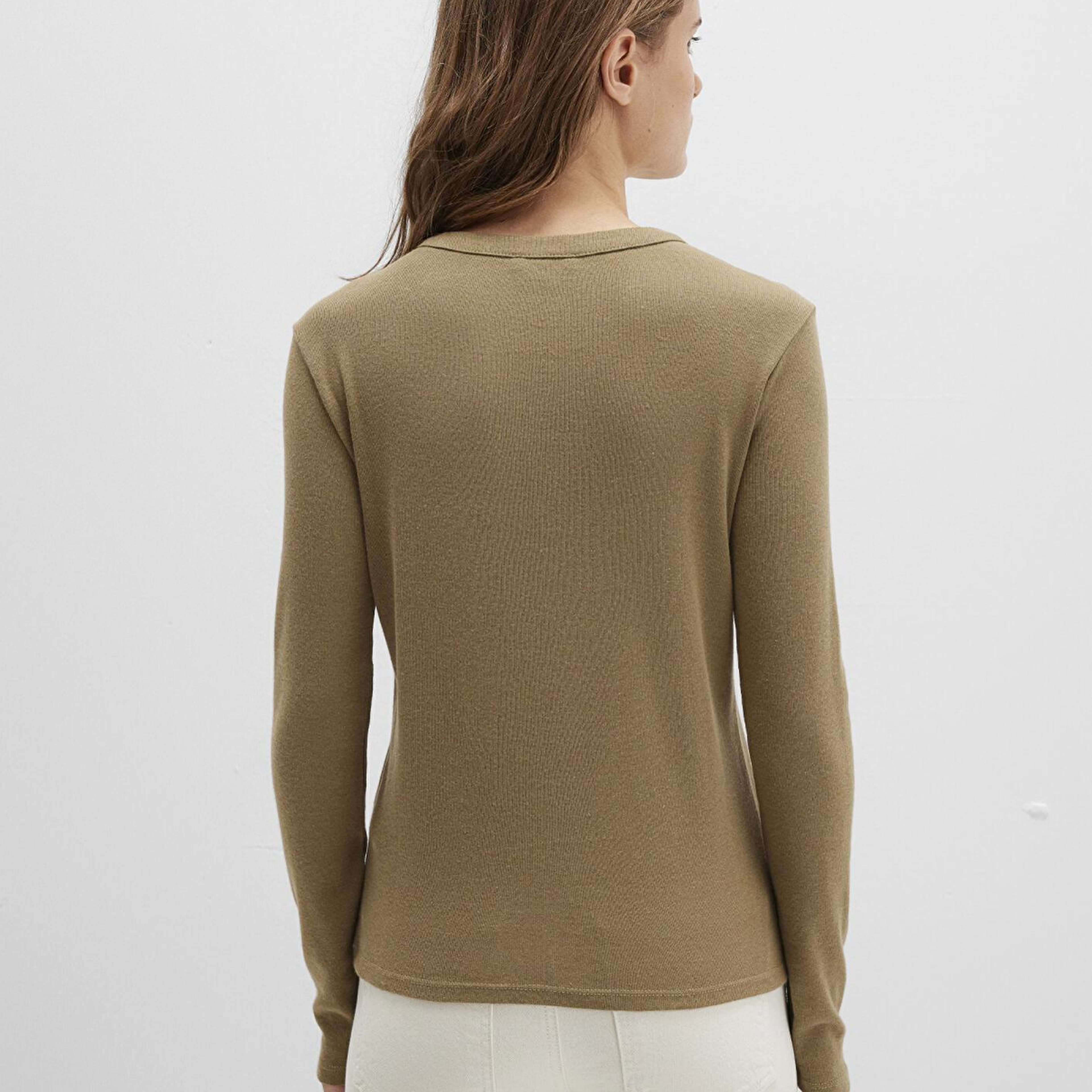 Mavi Düğme Detaylı Haki Tişört Slim Fit / Dar Kesim 1613401-71567
