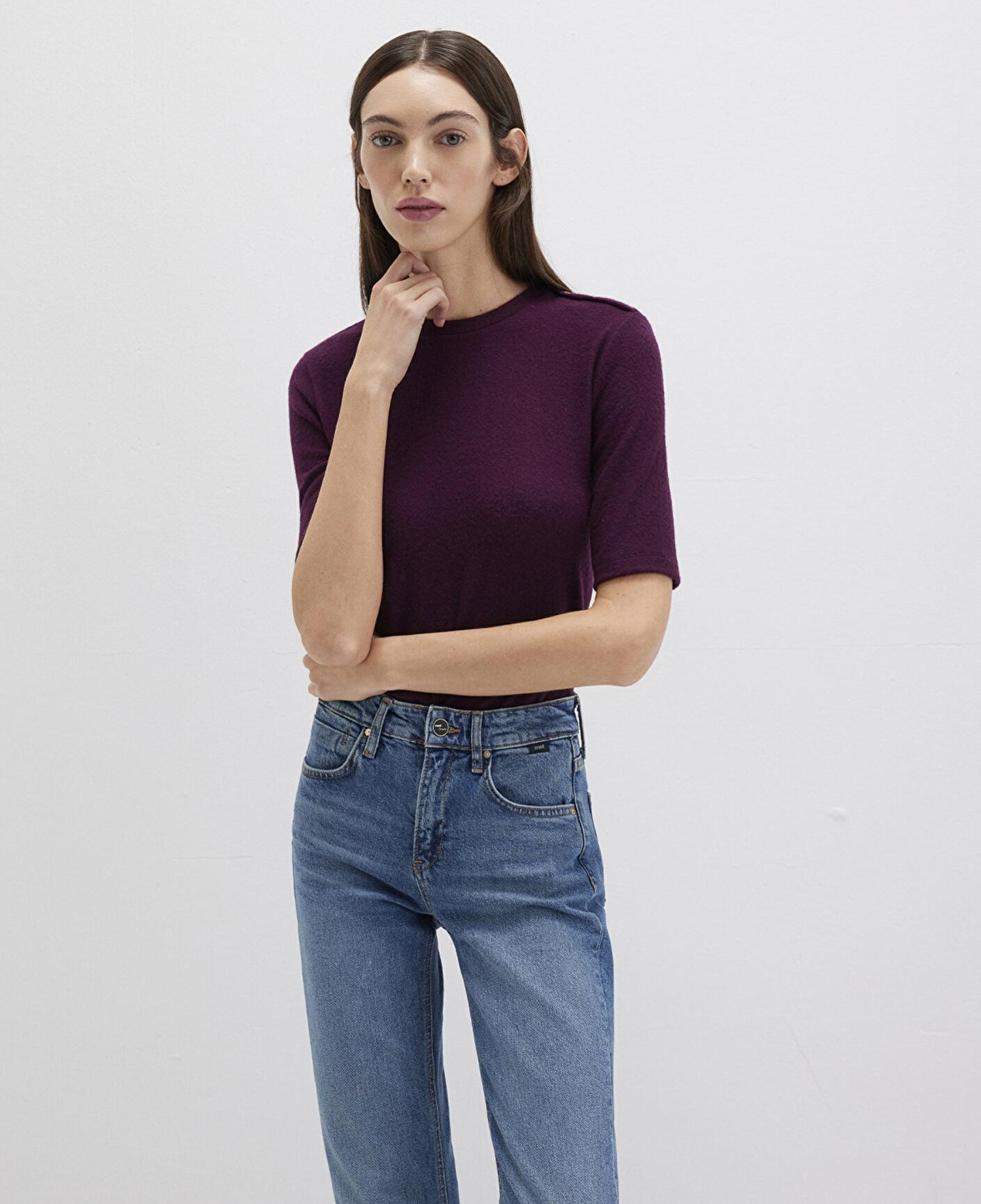 Mavi Mor Tişört Fitted / Vücuda Oturan Kesim 1613332-70394