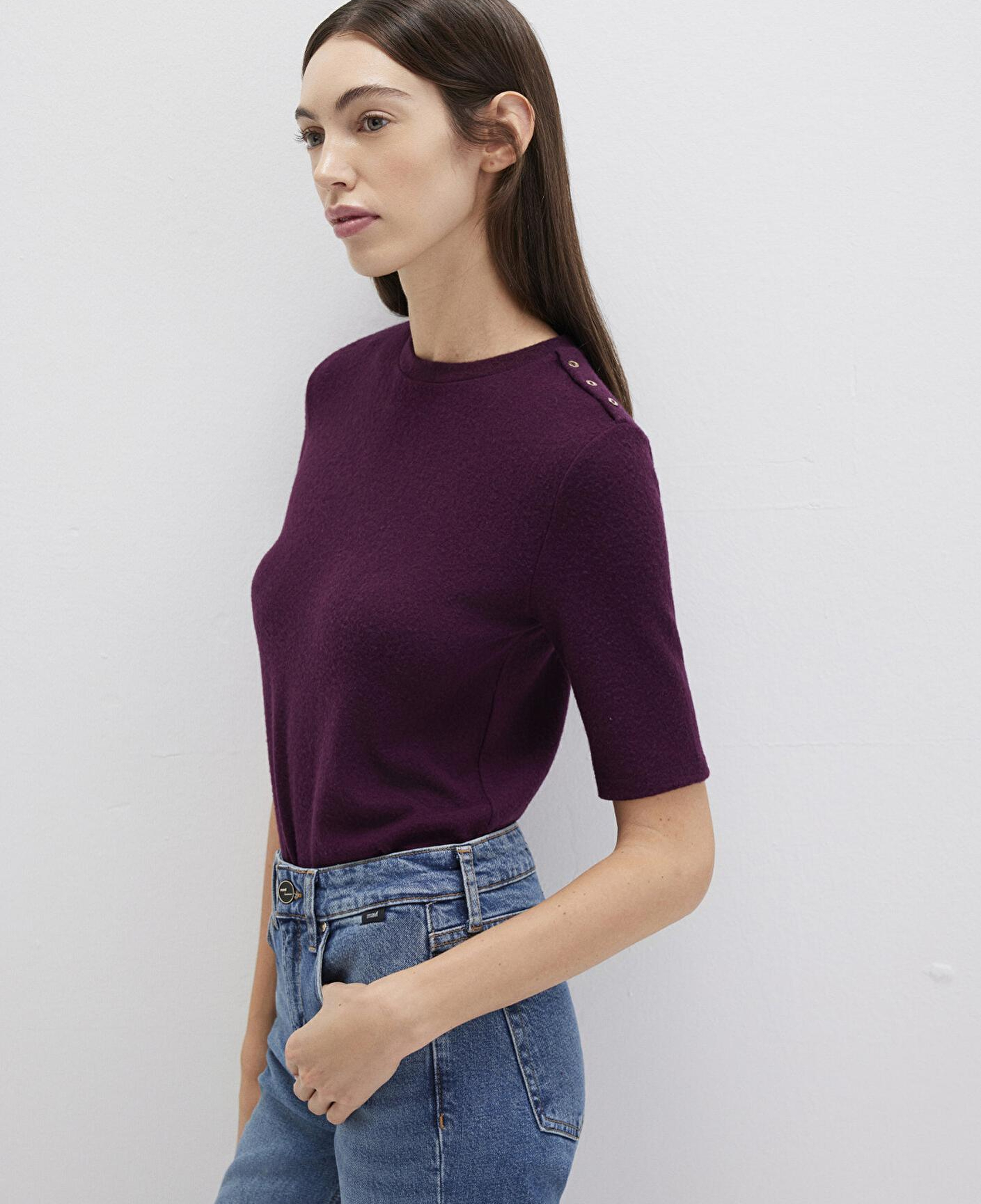 Mavi Mor Tişört Fitted / Vücuda Oturan Kesim 1613332-70394