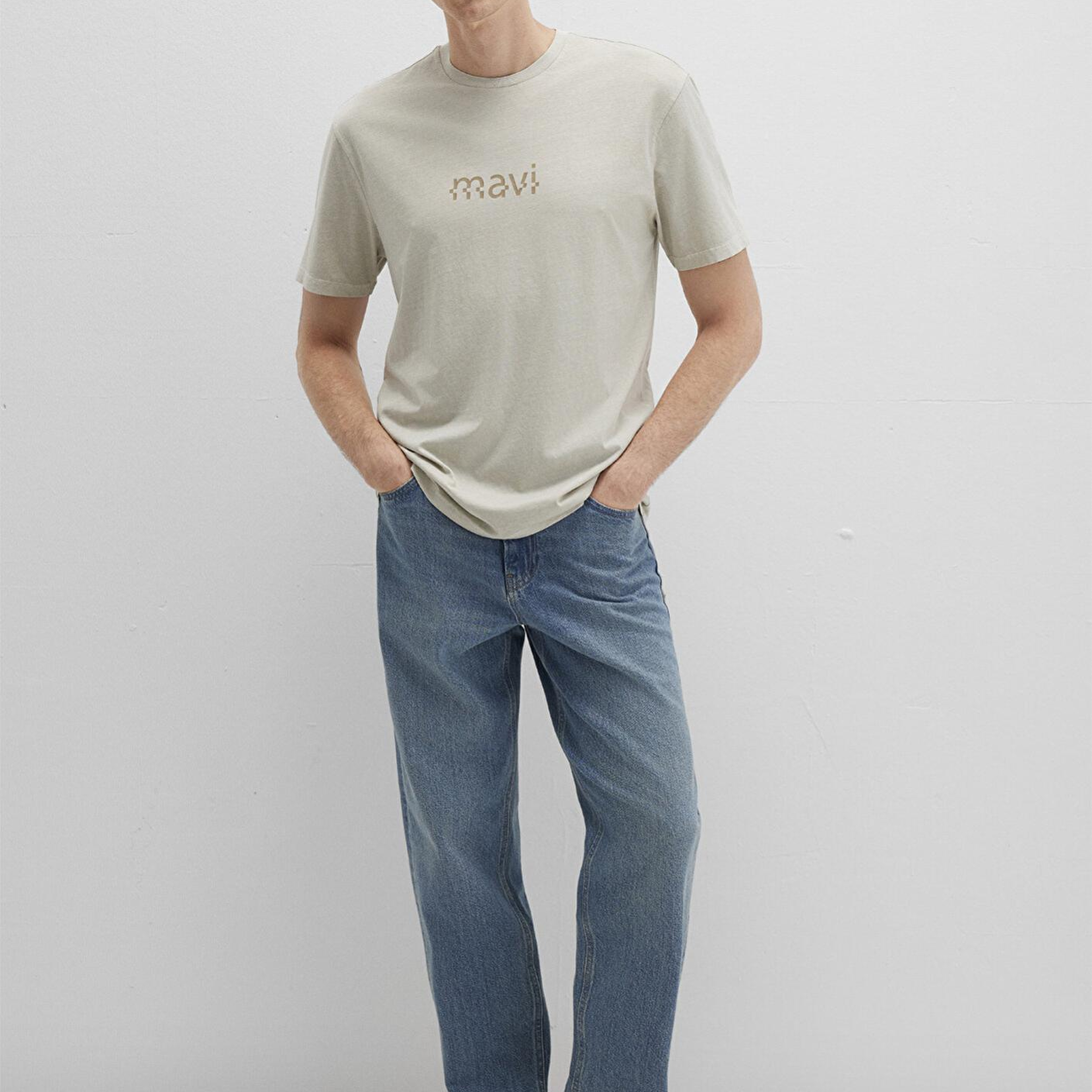 Mavi Mavi Baskılı Bej Tişört Loose Fit / Bol Rahat Kesim 0612933-70134