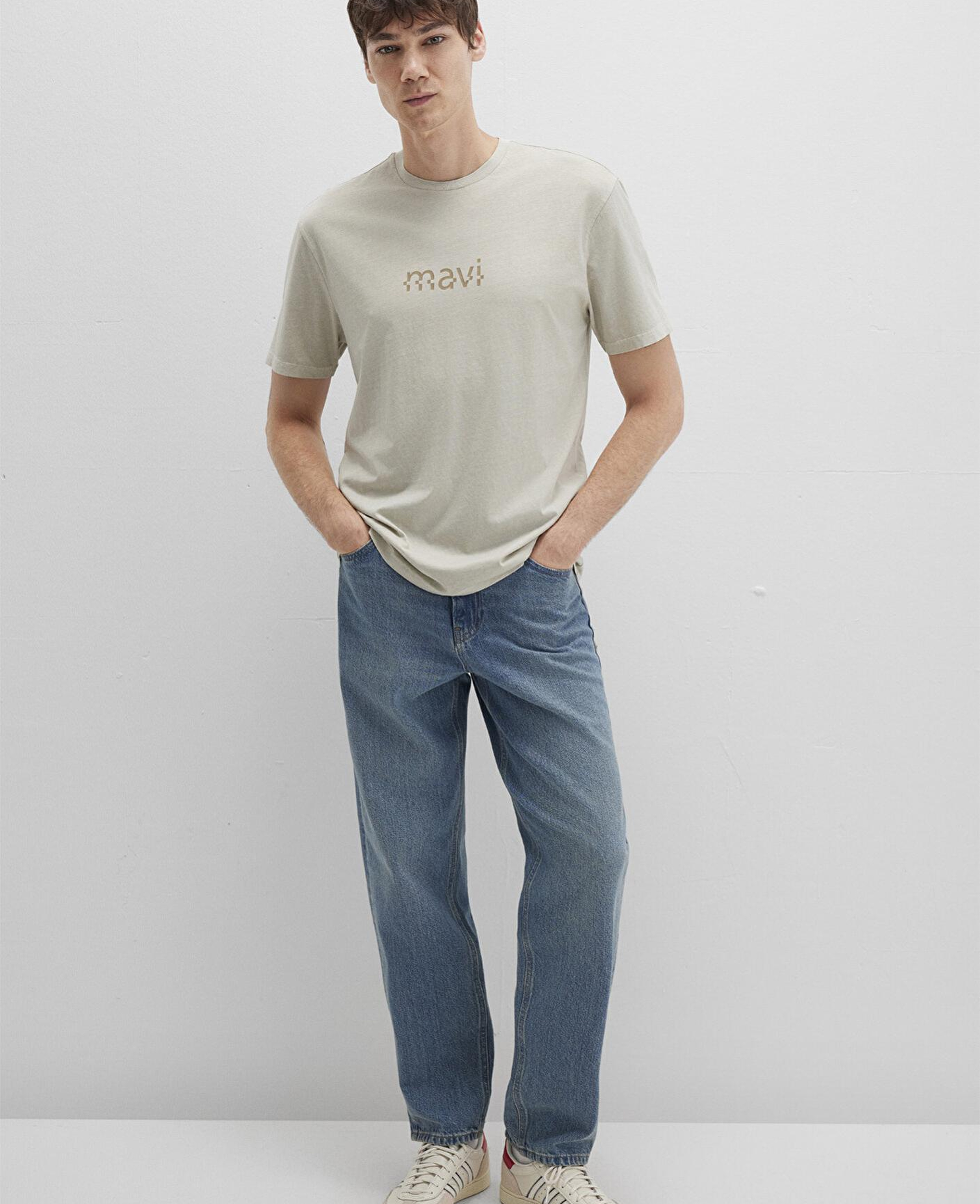 Mavi Mavi Baskılı Bej Tişört Loose Fit / Bol Rahat Kesim 0612933-70134