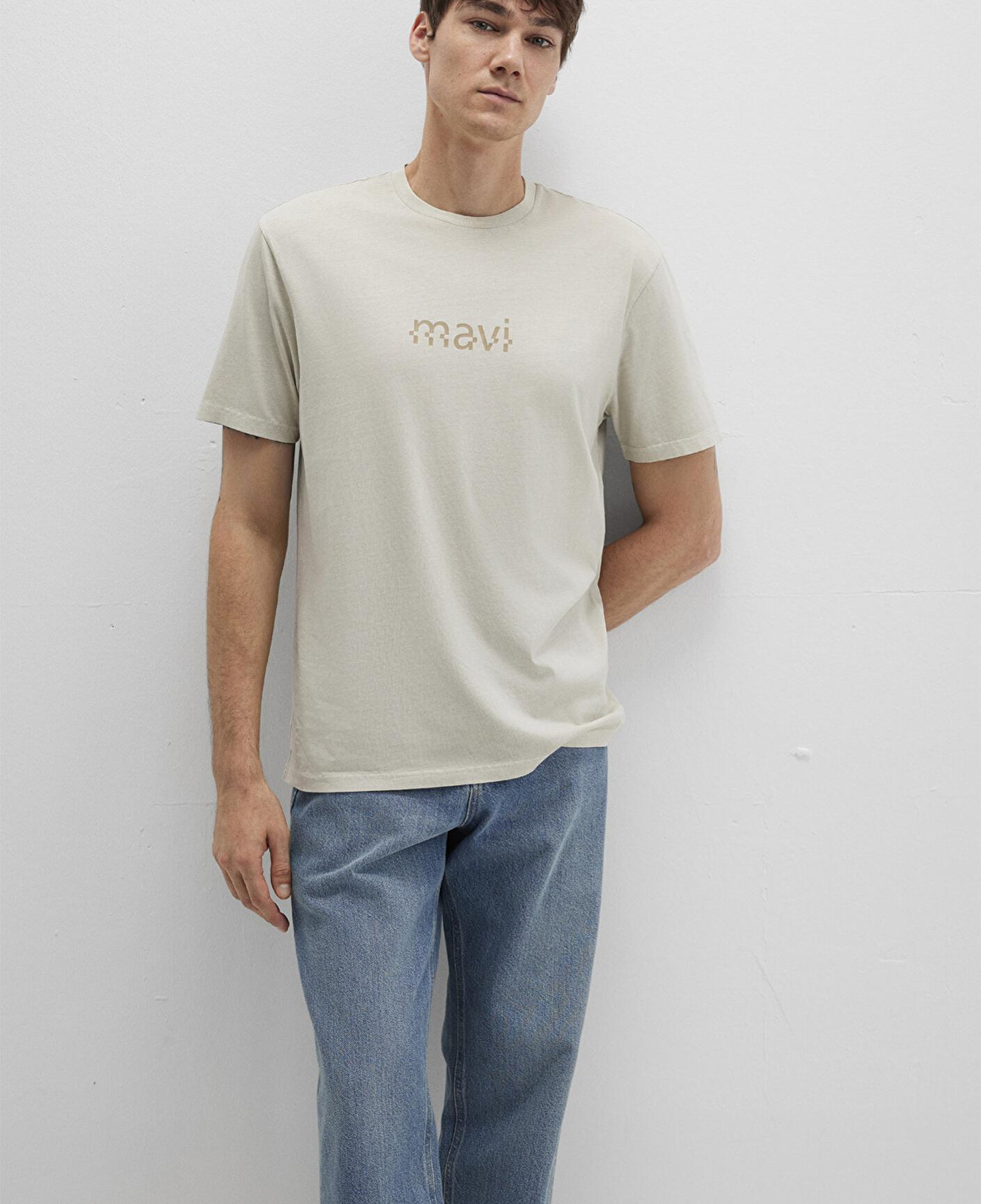 Mavi Mavi Baskılı Bej Tişört Loose Fit / Bol Rahat Kesim 0612933-70134