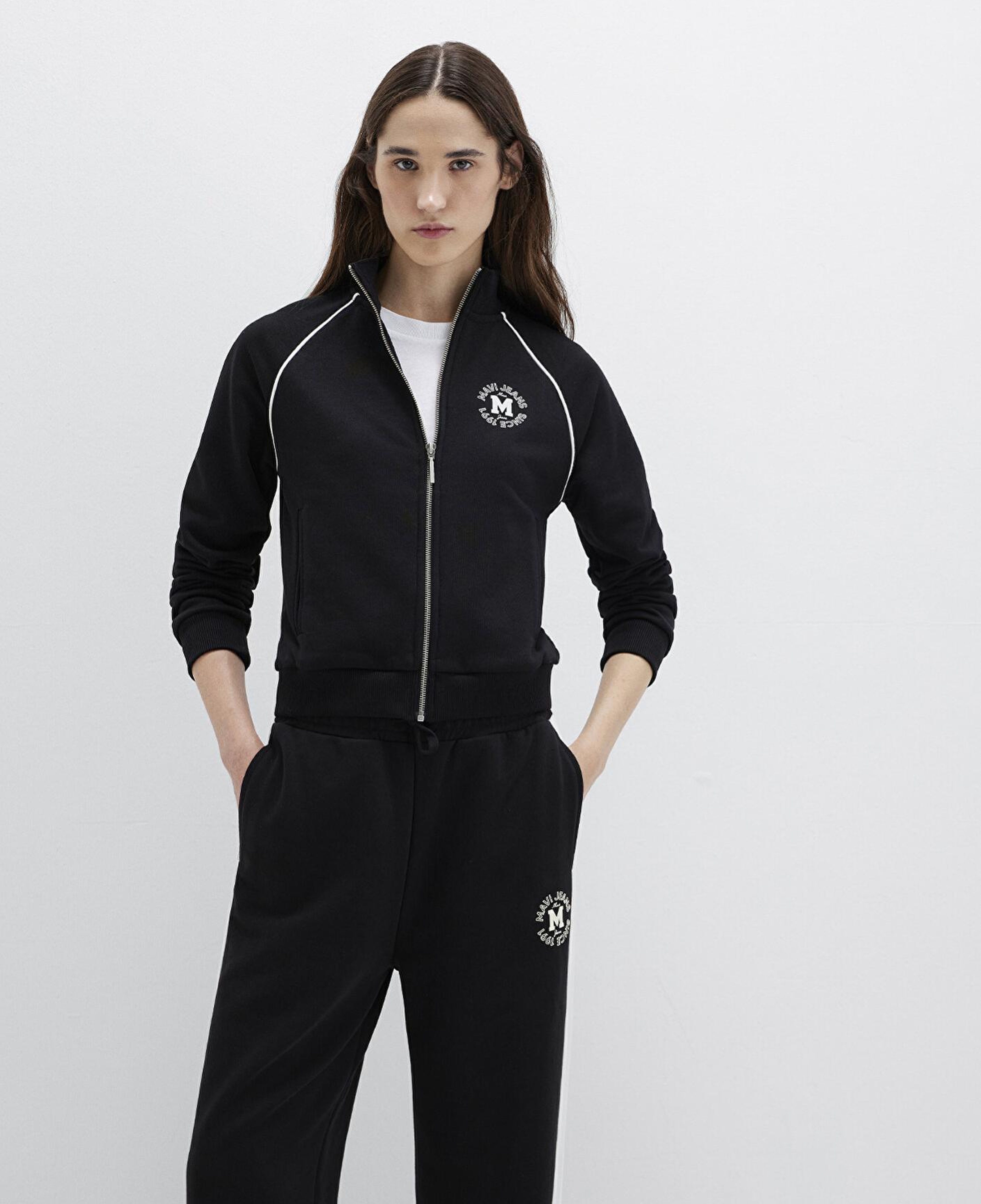 Mavi Biye Detaylı Fermuarlı Siyah Sweatshirt 1S10365-900