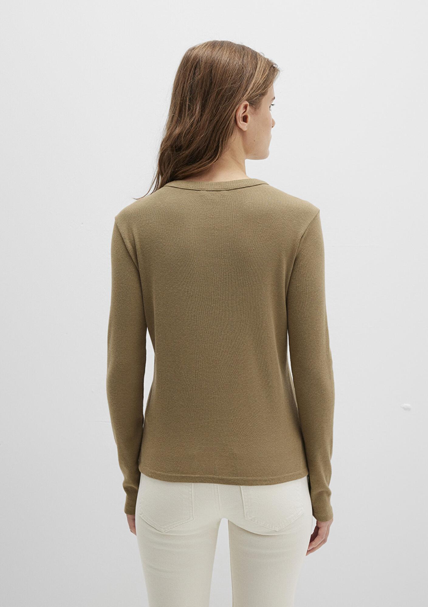 Mavi Düğme Detaylı Haki Tişört Slim Fit / Dar Kesim 1613401-71567