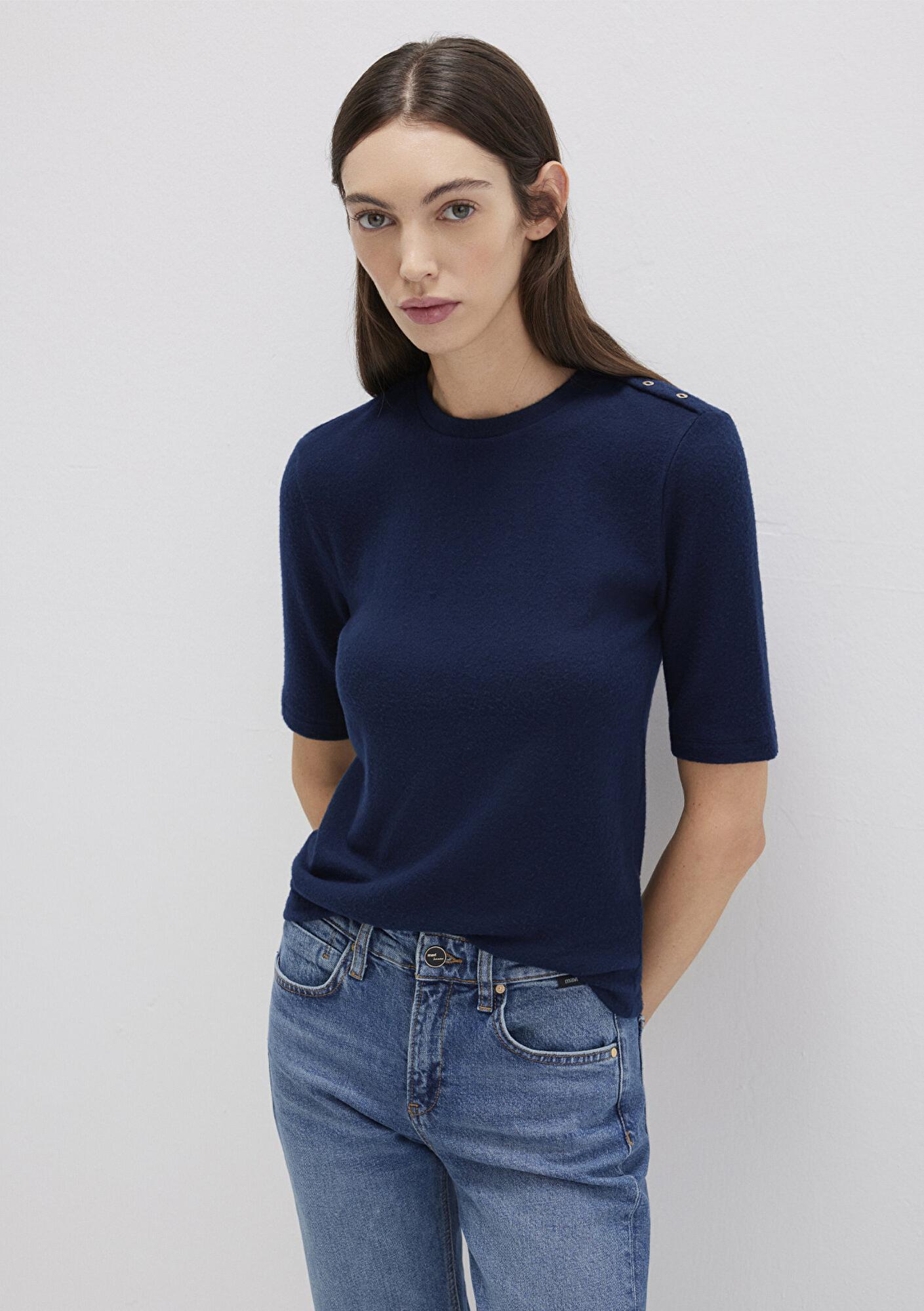 Mavi Lacivert Tişört Fitted / Vücuda Oturan Kesim 1613332-82318