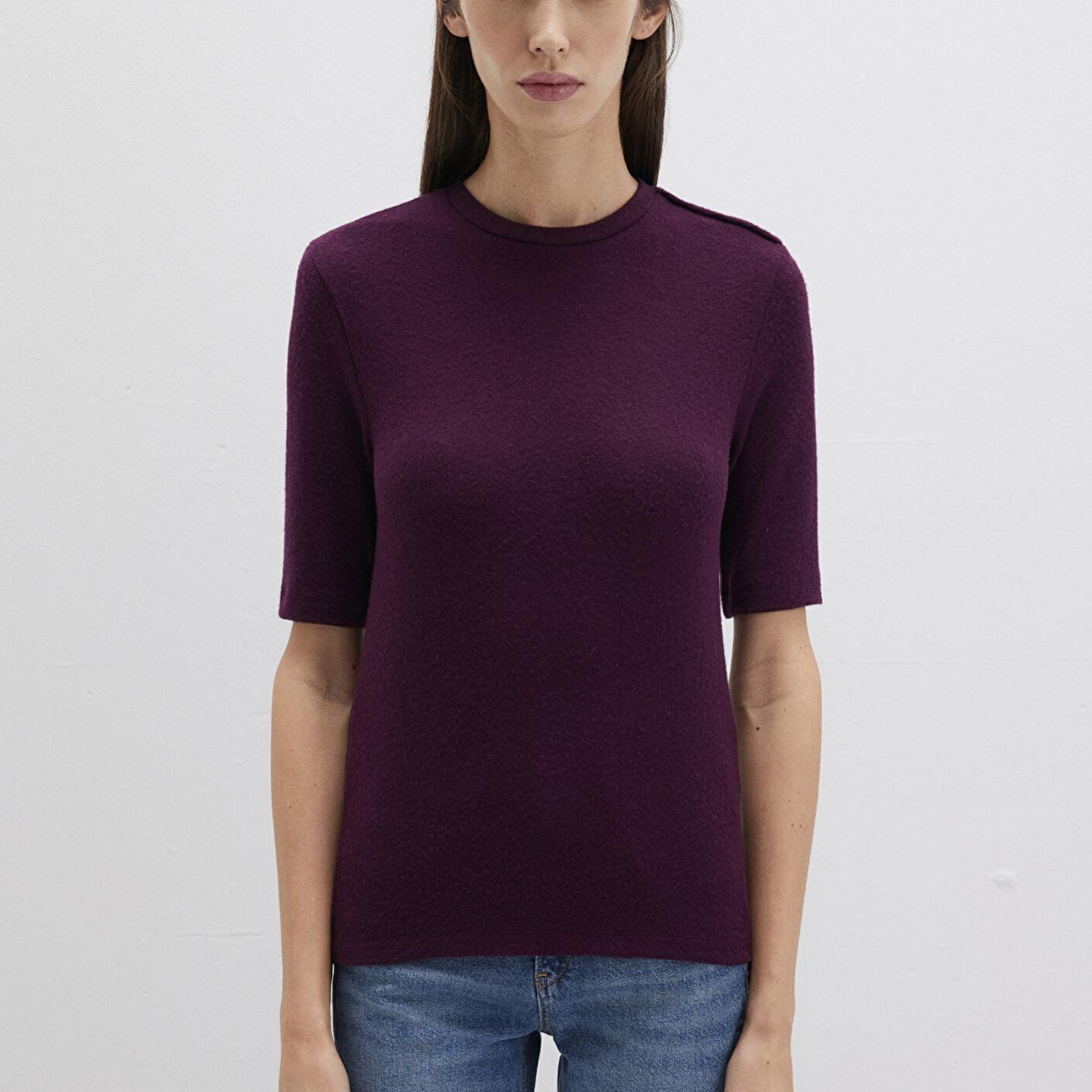 Mavi Mor Tişört Fitted / Vücuda Oturan Kesim 1613332-70394