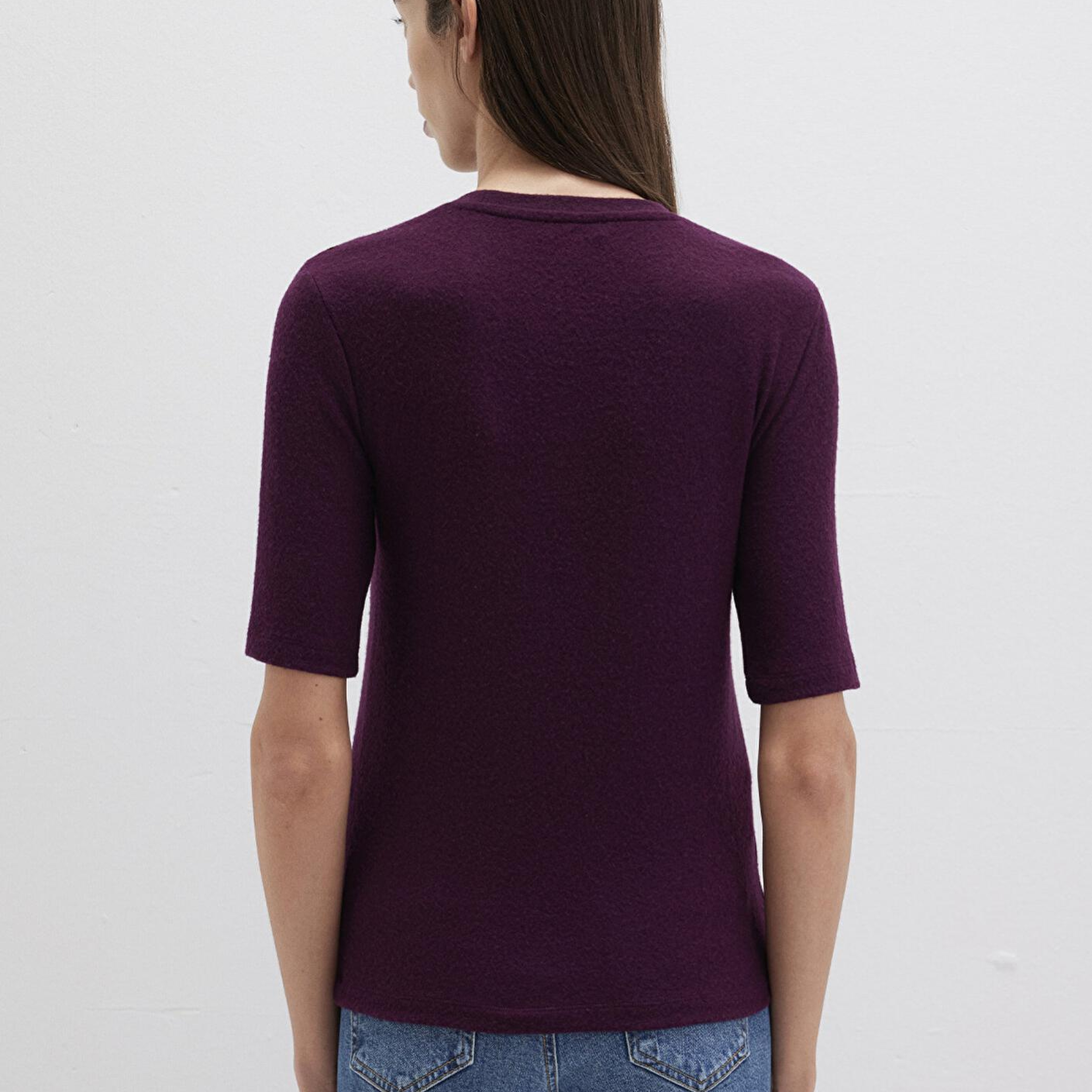 Mavi Mor Tişört Fitted / Vücuda Oturan Kesim 1613332-70394