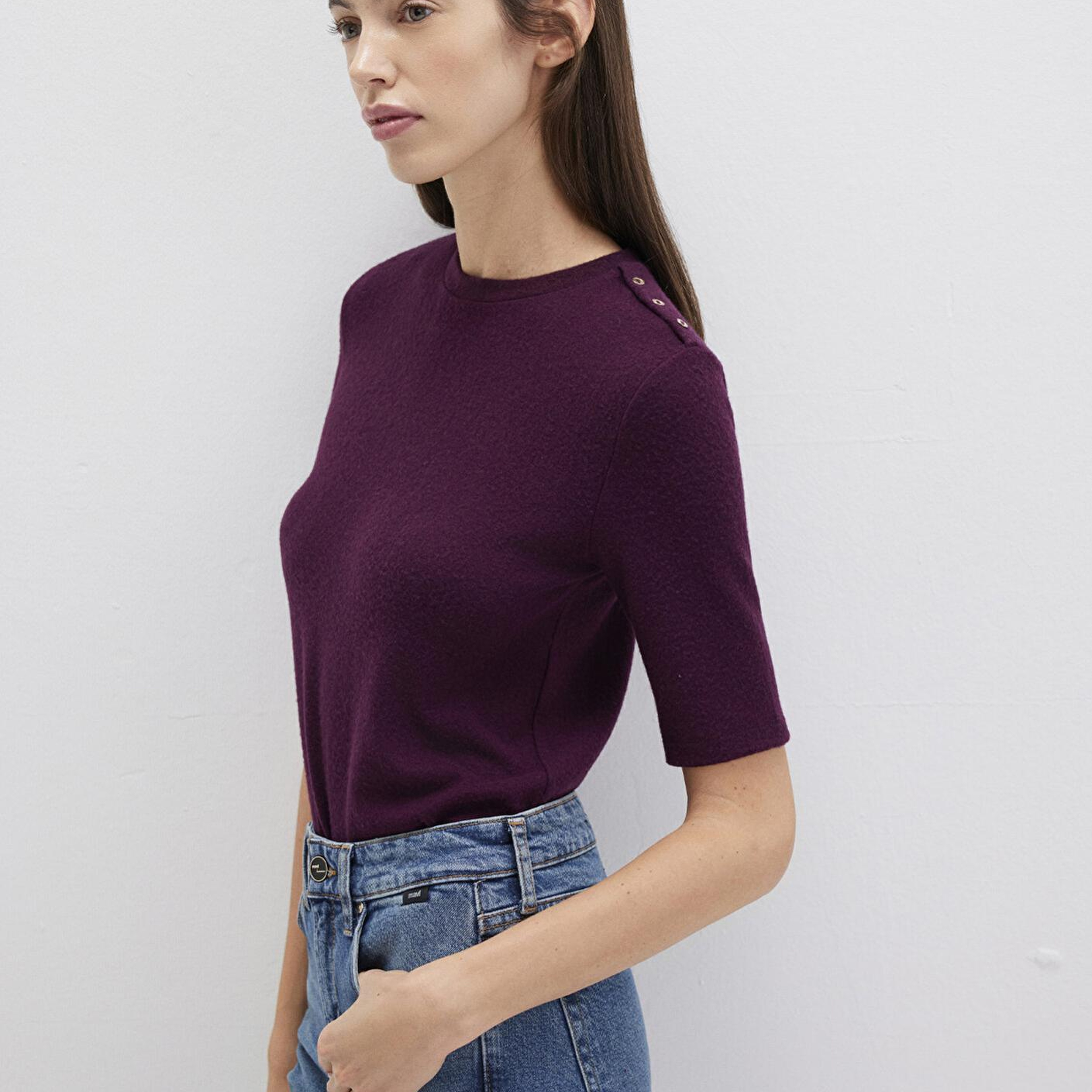 Mavi Mor Tişört Fitted / Vücuda Oturan Kesim 1613332-70394