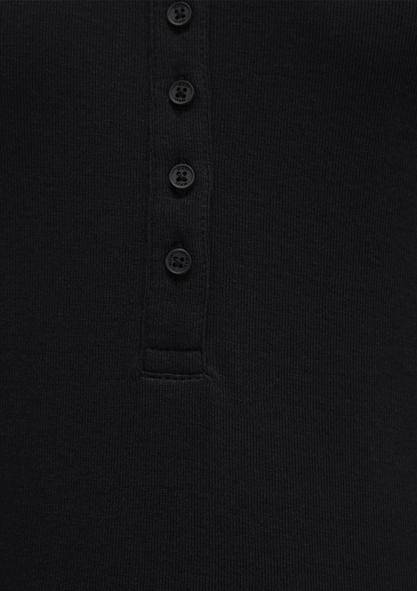 Mavi Düğme Detaylı Siyah Tişört Slim Fit / Dar Kesim 1613401-900