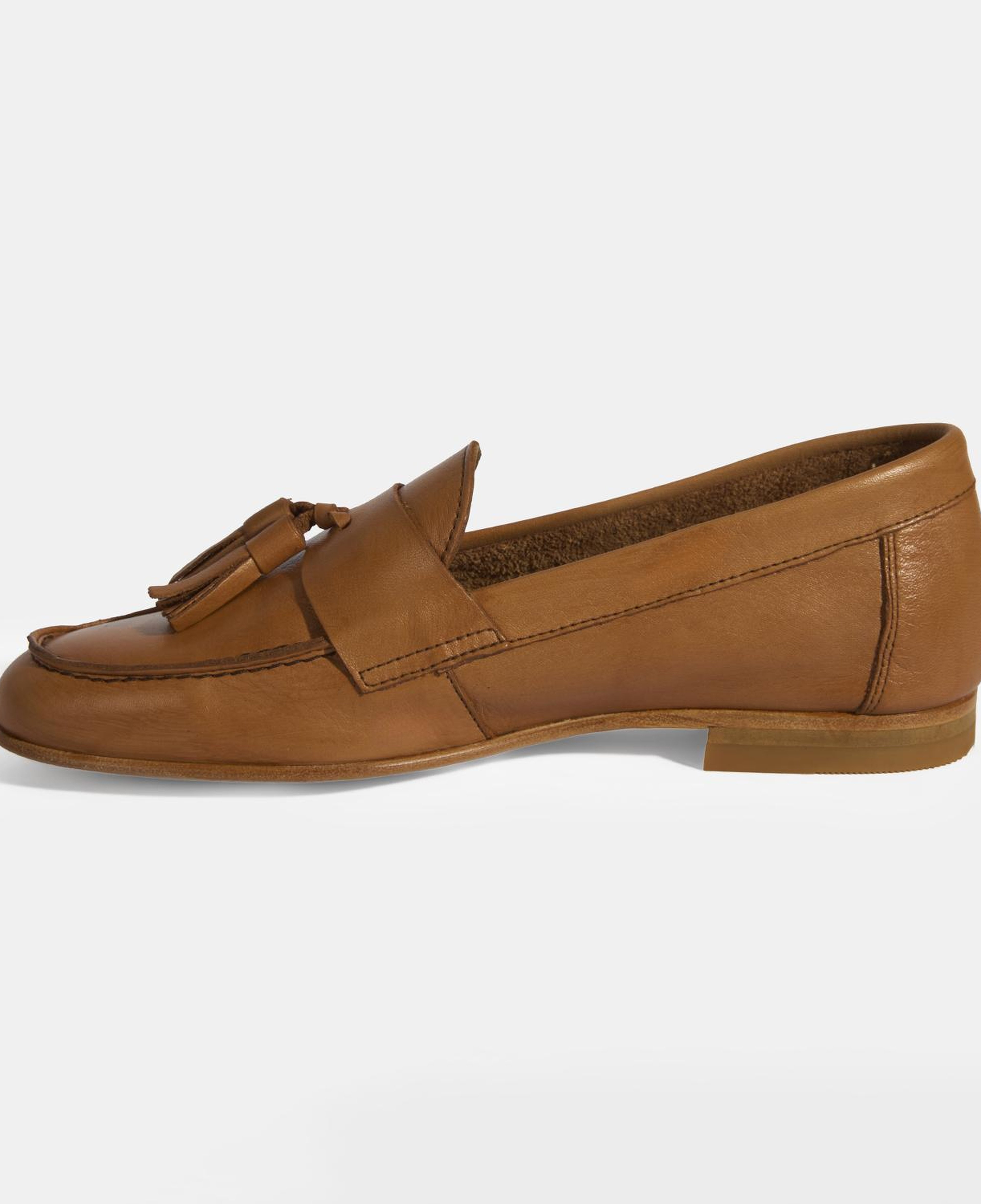 Kadın Taba Püskül Detaylı Slip-On Deri Loafer