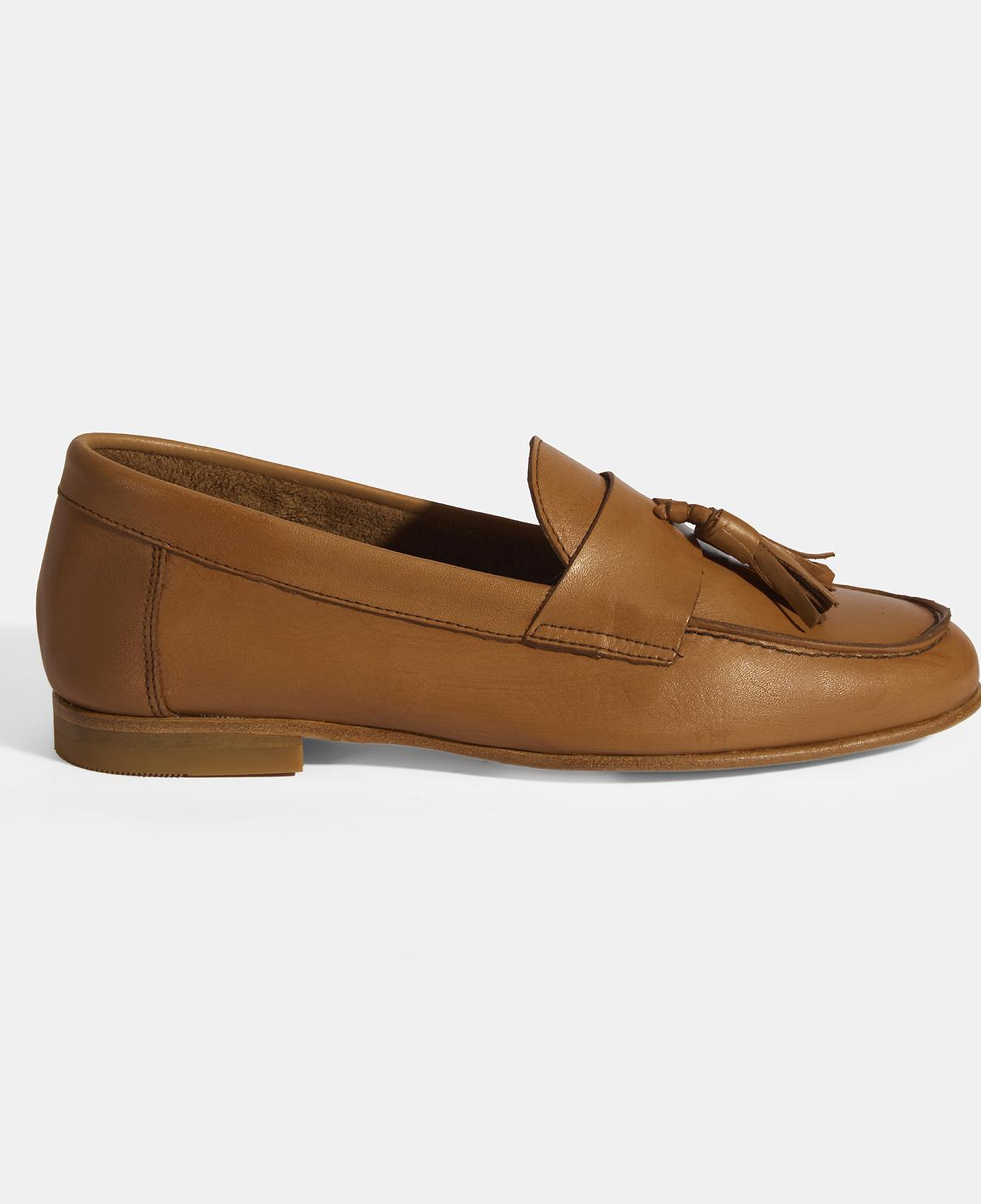 Kadın Taba Püskül Detaylı Slip-On Deri Loafer