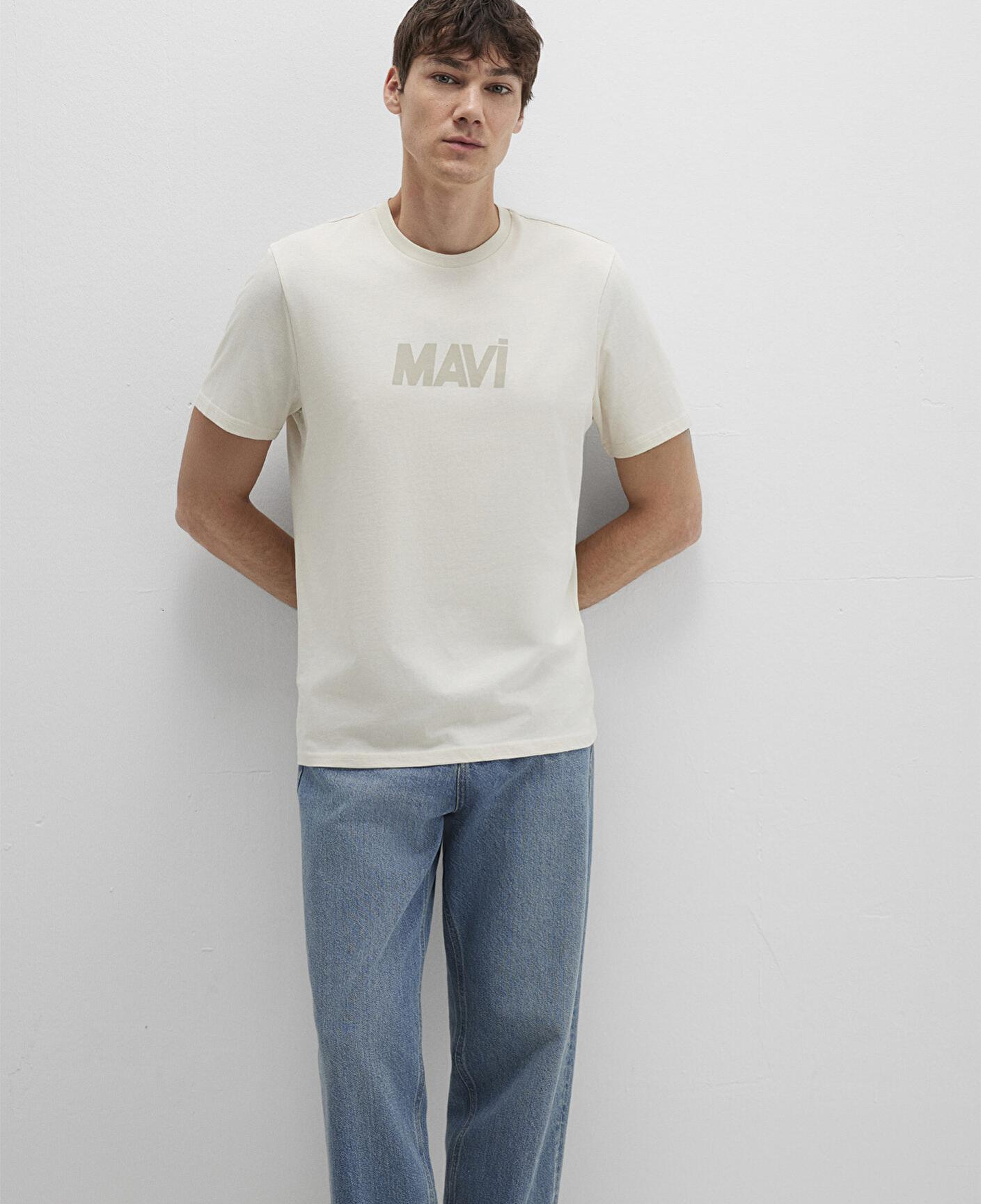 Mavi Mavi Logo Baskılı Bej Tişört Regular Fit / Normal Kesim 0612896-70134