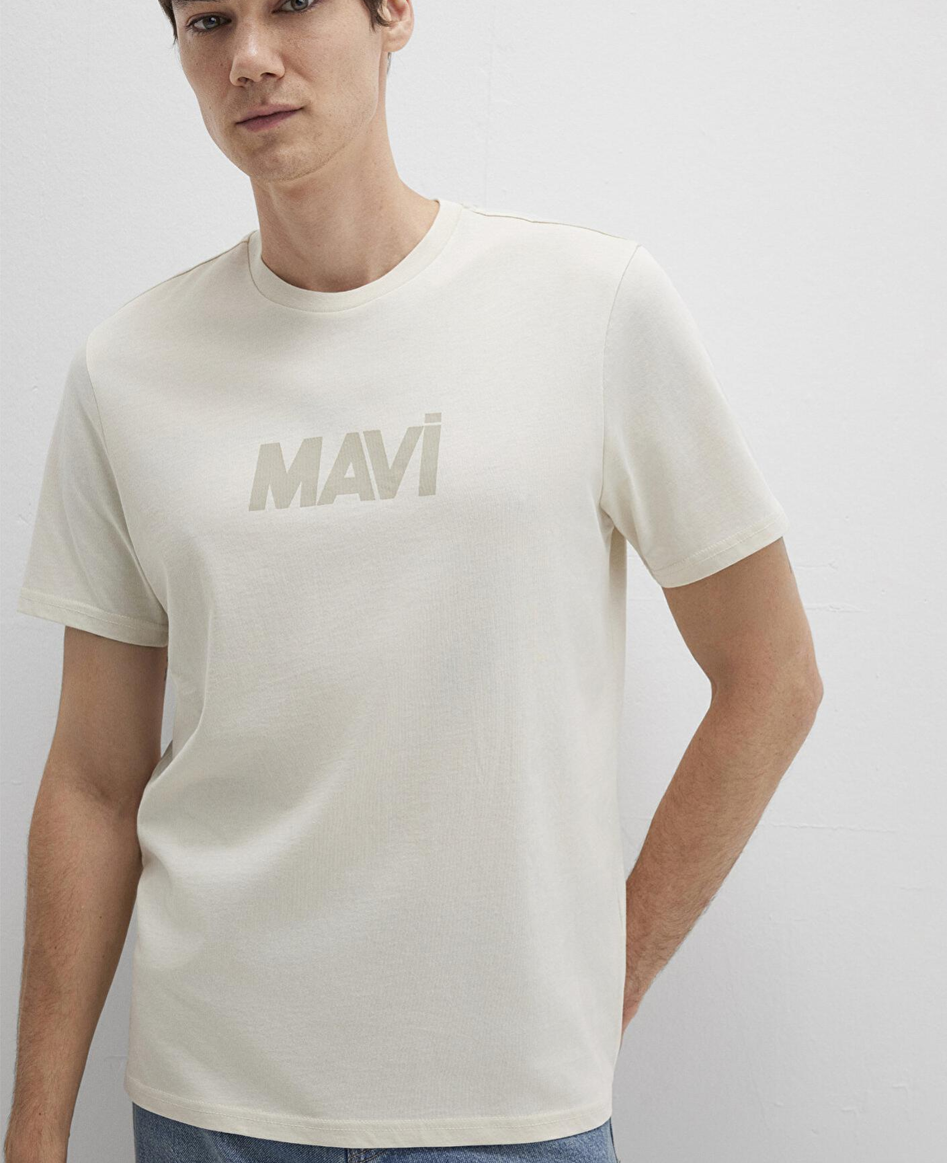 Mavi Mavi Logo Baskılı Bej Tişört Regular Fit / Normal Kesim 0612896-70134