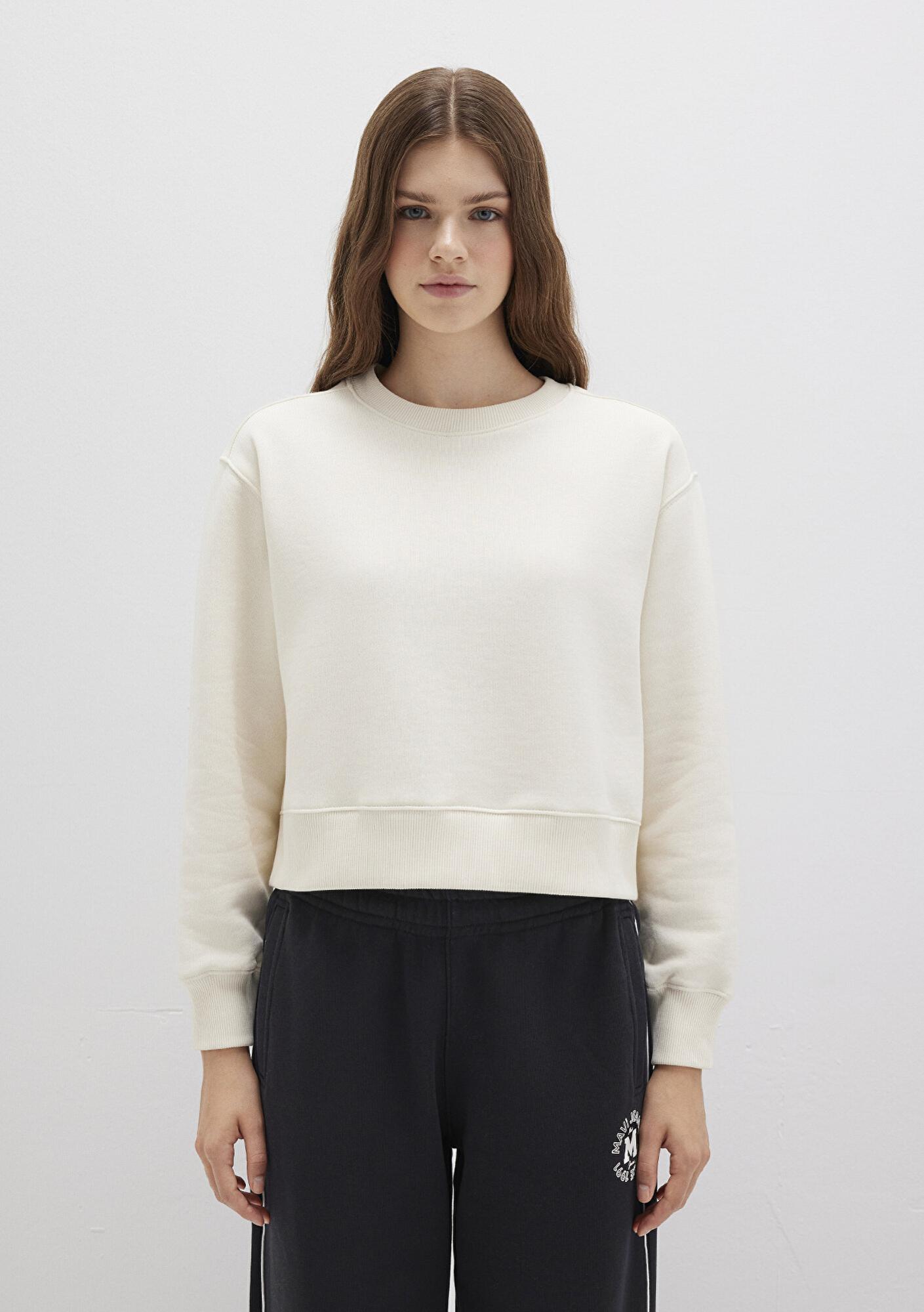 Mavi Bisiklet Yaka Ekru Sweatshirt 1S10387-70049