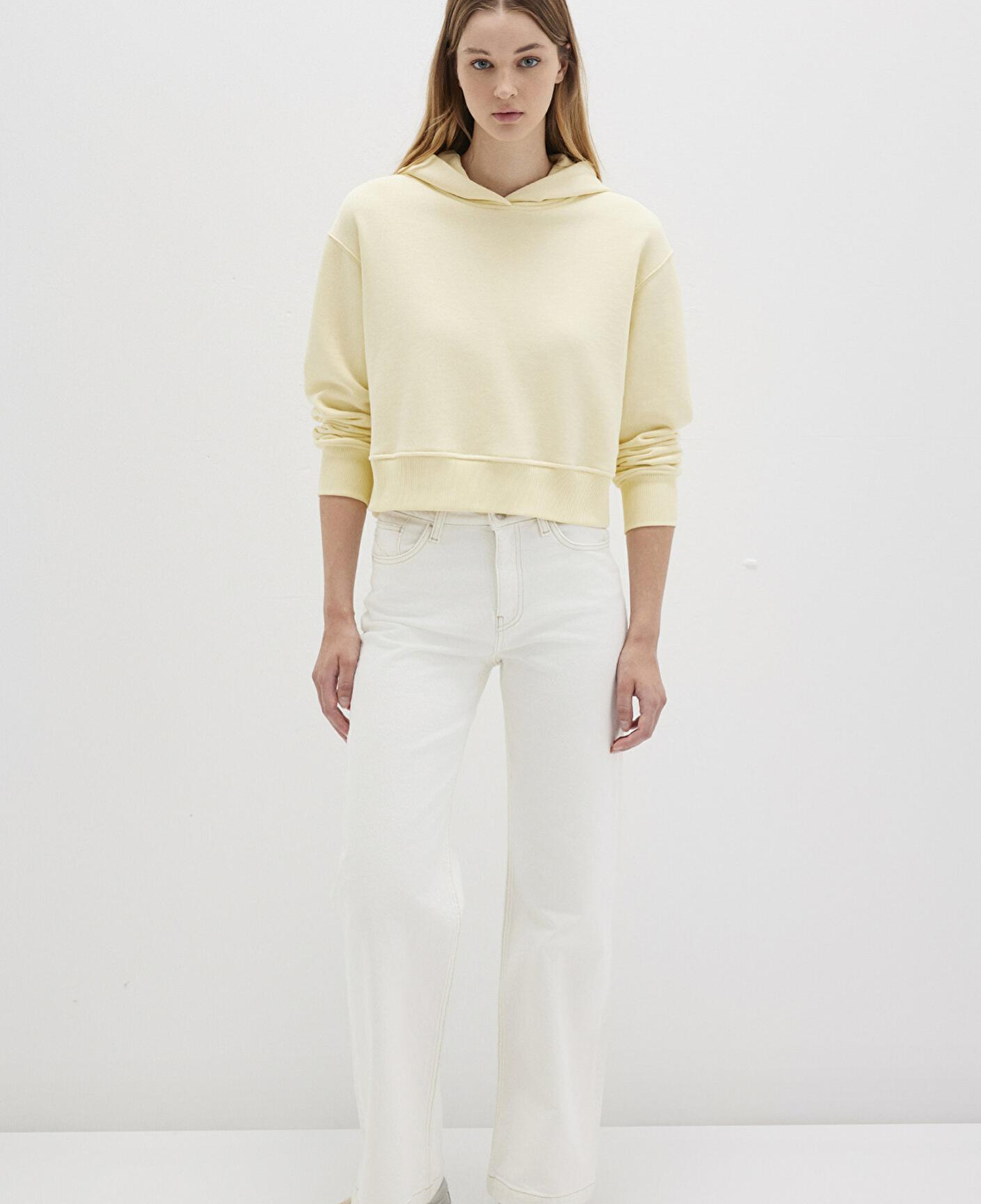 Mavi Kapüşonlu Sarı Sweatshirt 1S10386-71187