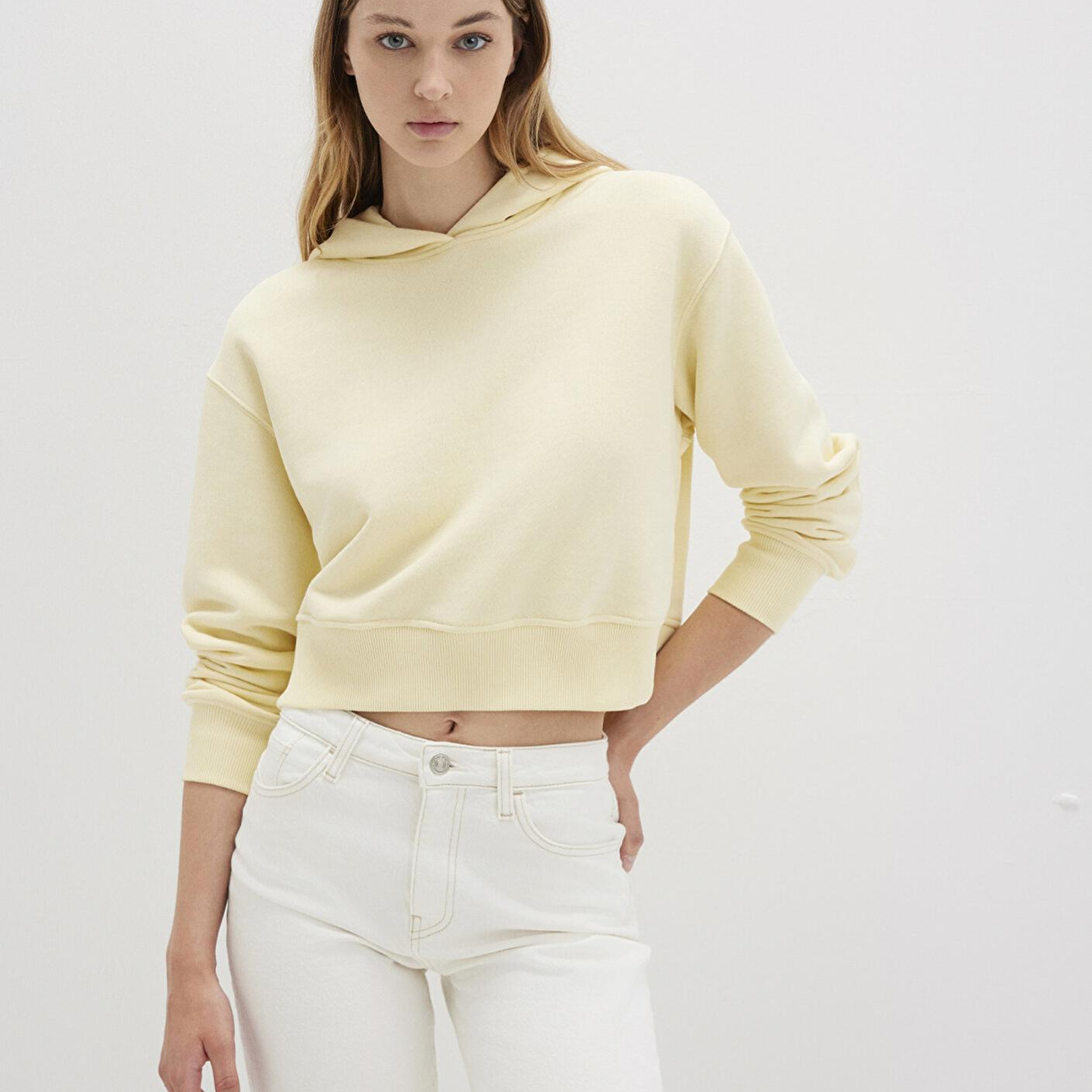 Mavi Kapüşonlu Sarı Sweatshirt 1S10386-71187