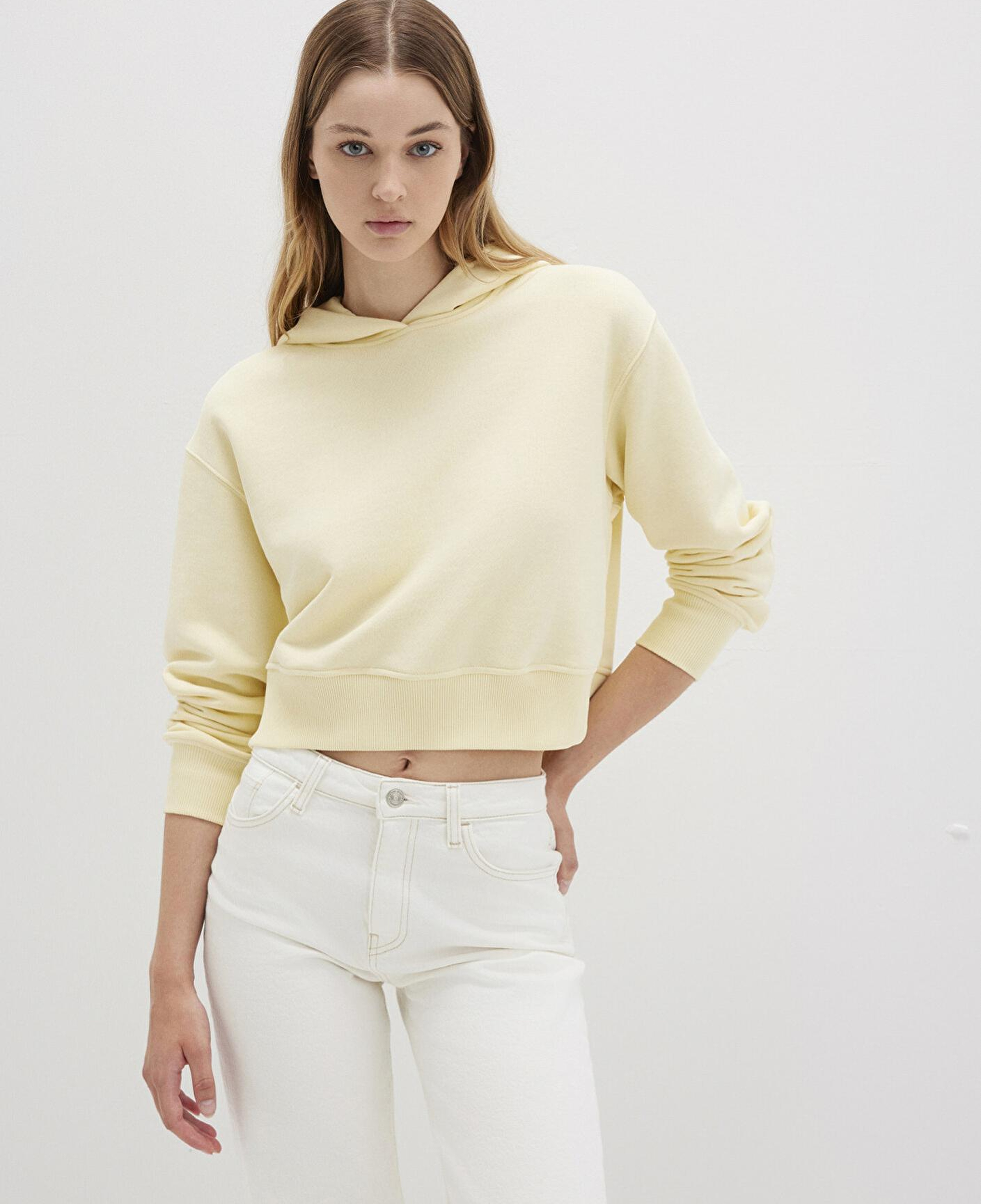 Mavi Kapüşonlu Sarı Sweatshirt 1S10386-71187