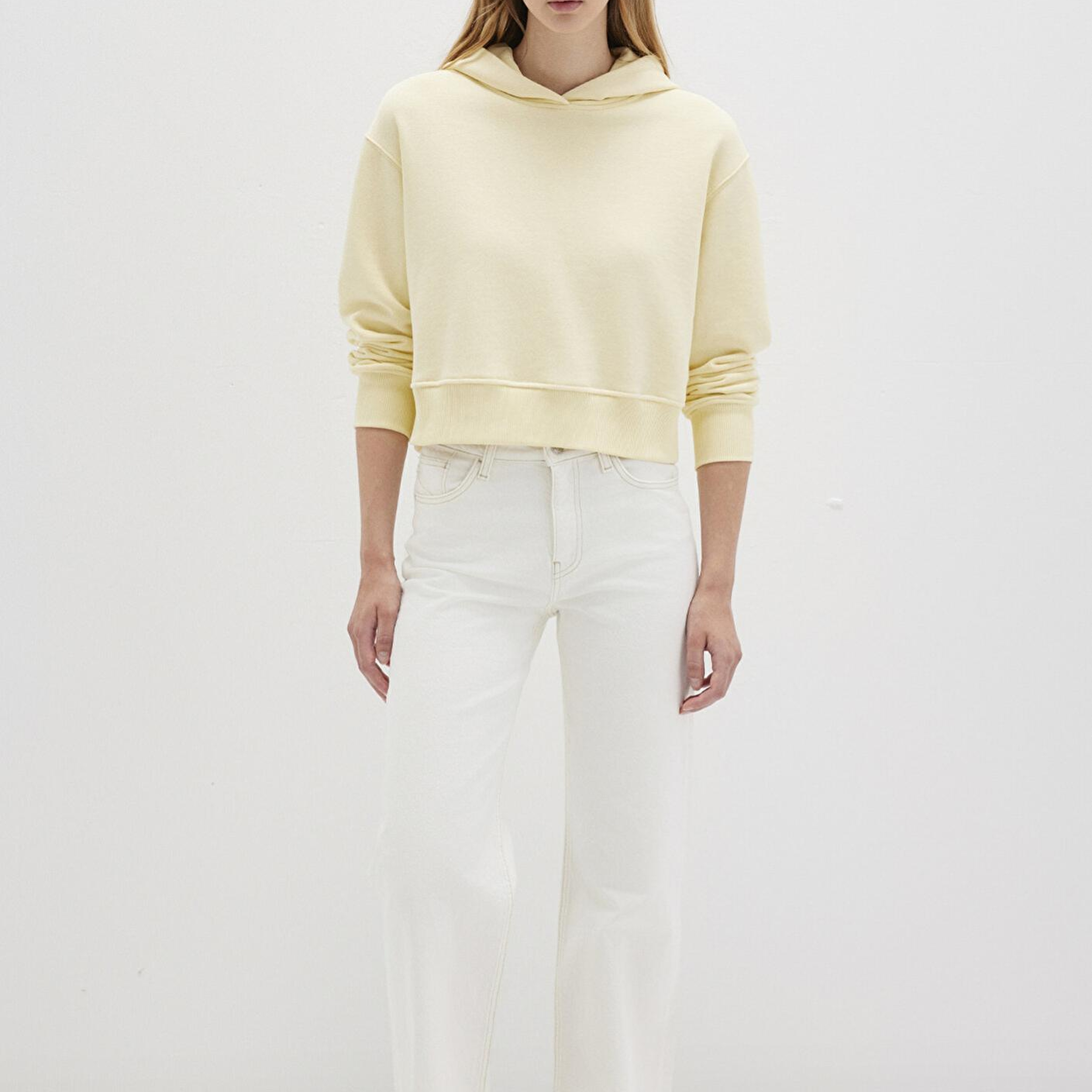 Mavi Kapüşonlu Sarı Sweatshirt 1S10386-71187