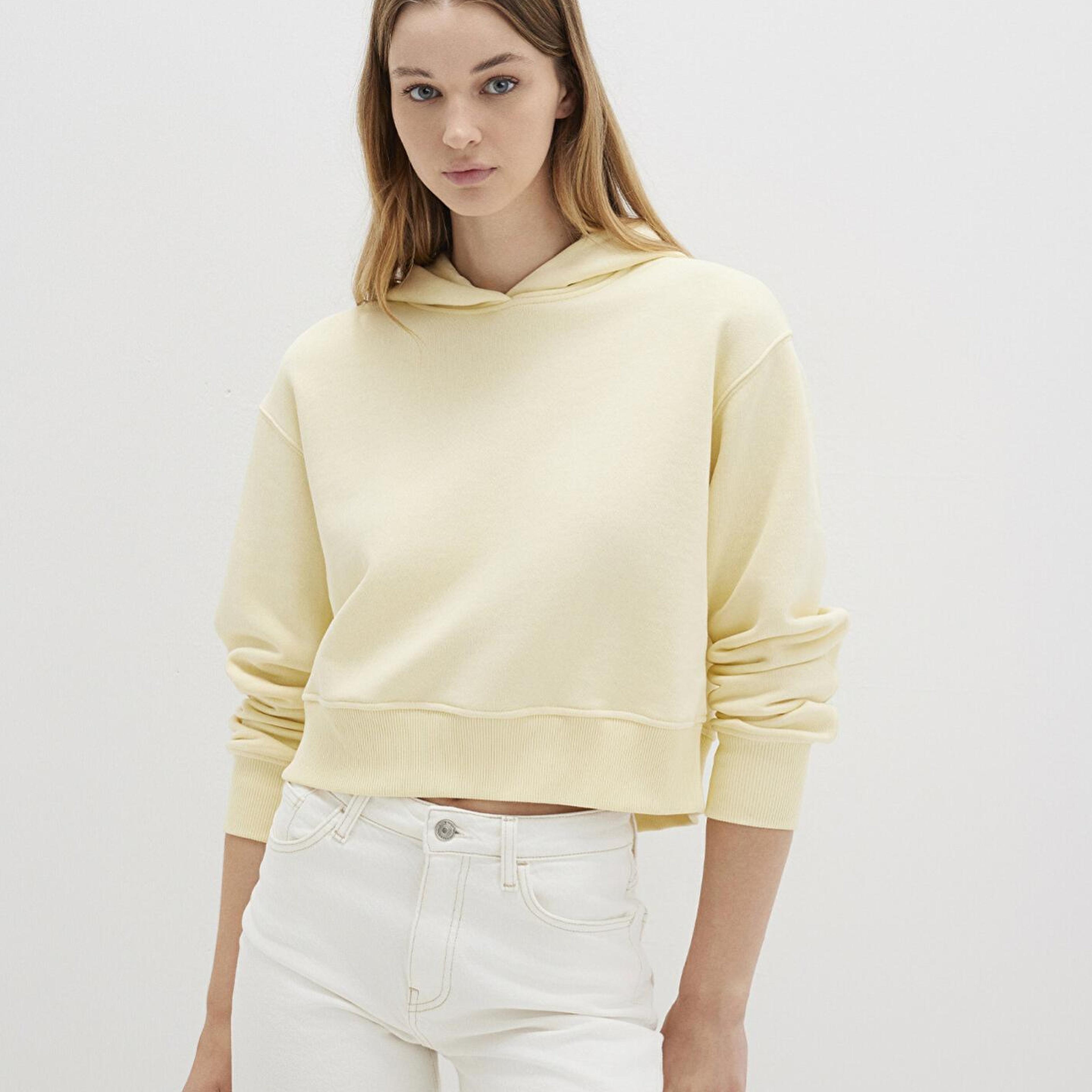 Mavi Kapüşonlu Sarı Sweatshirt 1S10386-71187