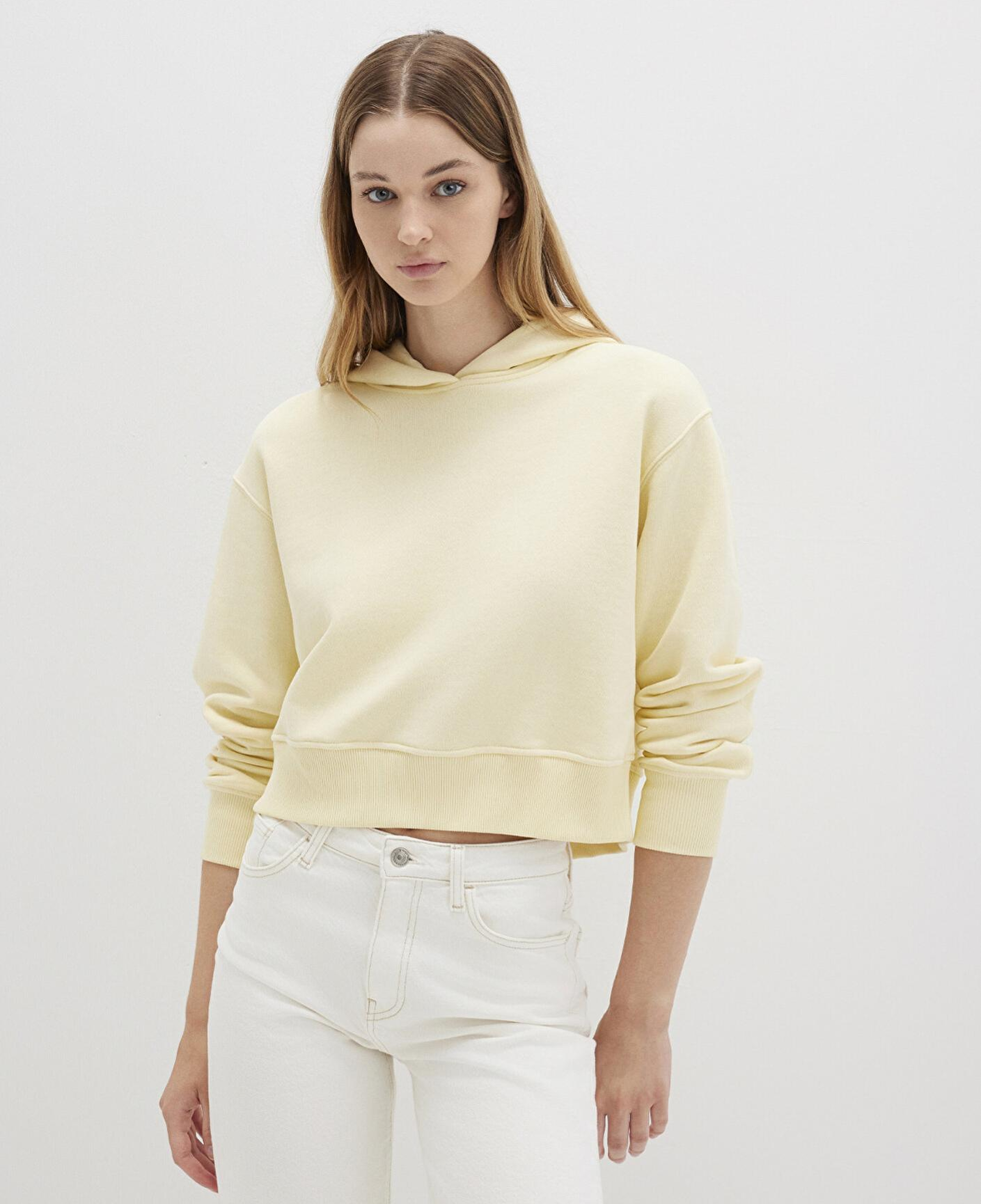 Mavi Kapüşonlu Sarı Sweatshirt 1S10386-71187