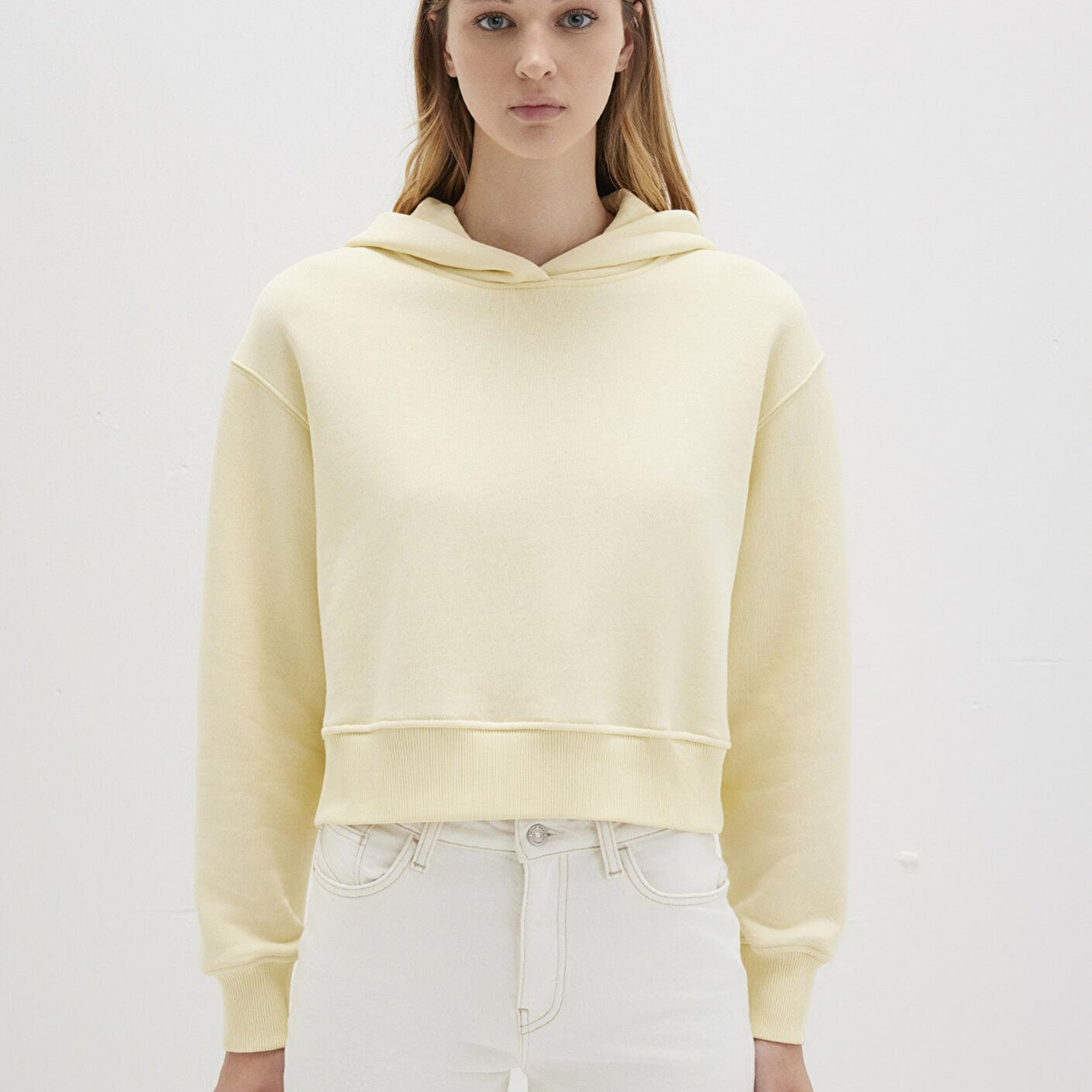 Mavi Kapüşonlu Sarı Sweatshirt 1S10386-71187