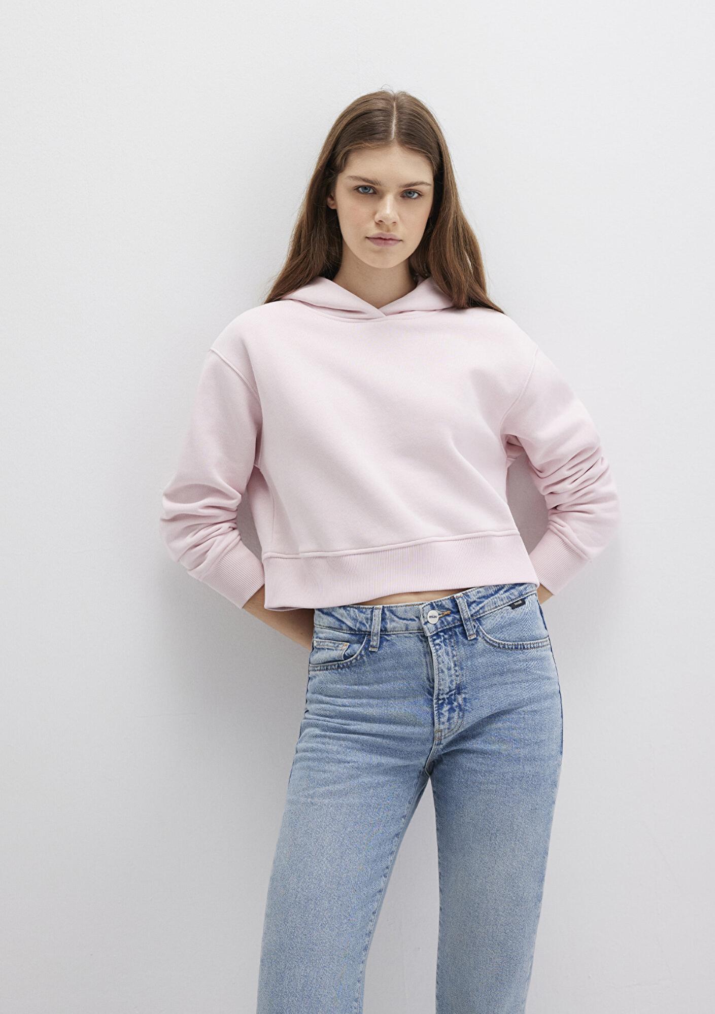 Mavi Kapüşonlu Pembe Sweatshirt 1S10386-71006