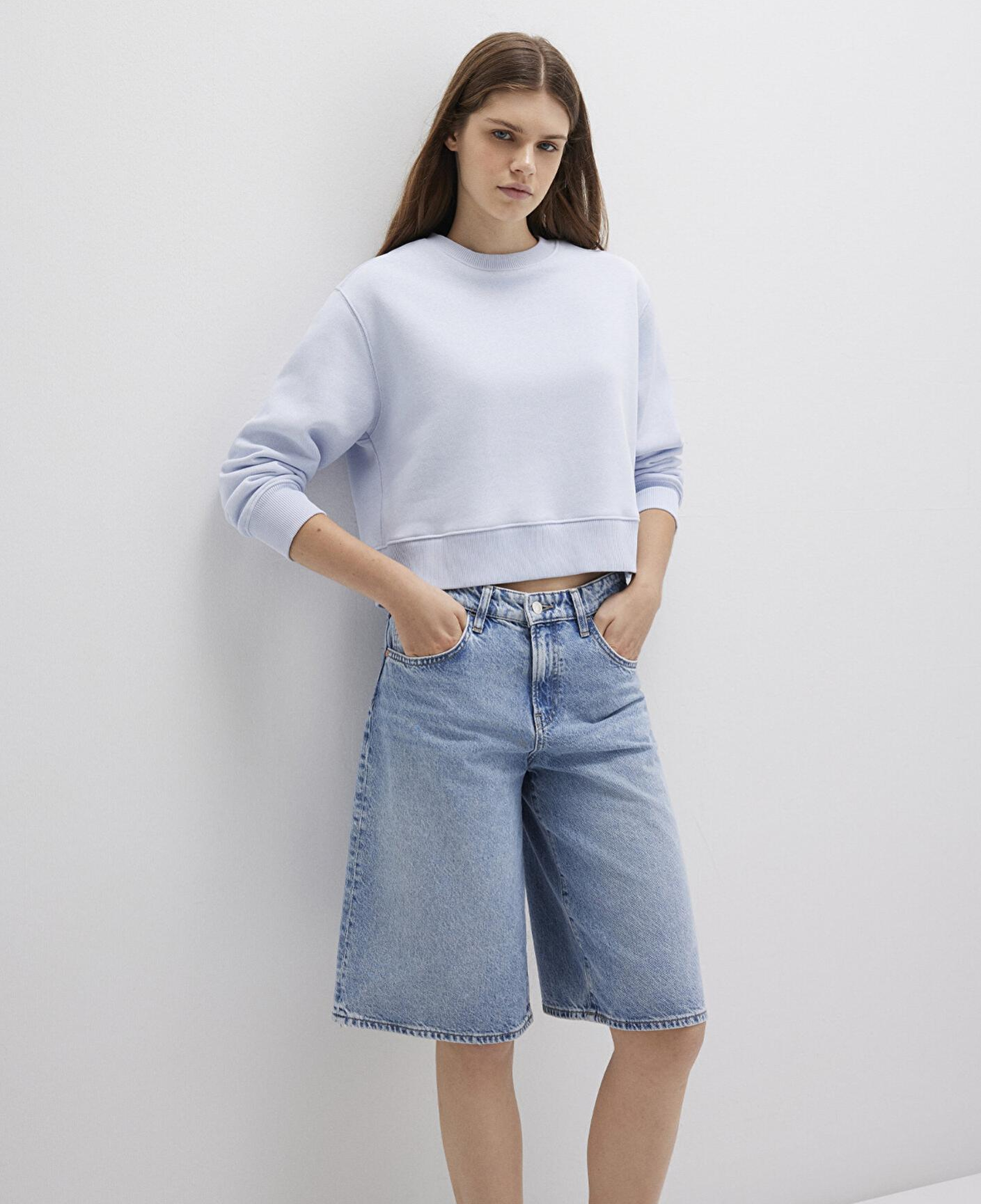 Mavi Bisiklet Yaka Mavi Sweatshirt 1S10387-89201