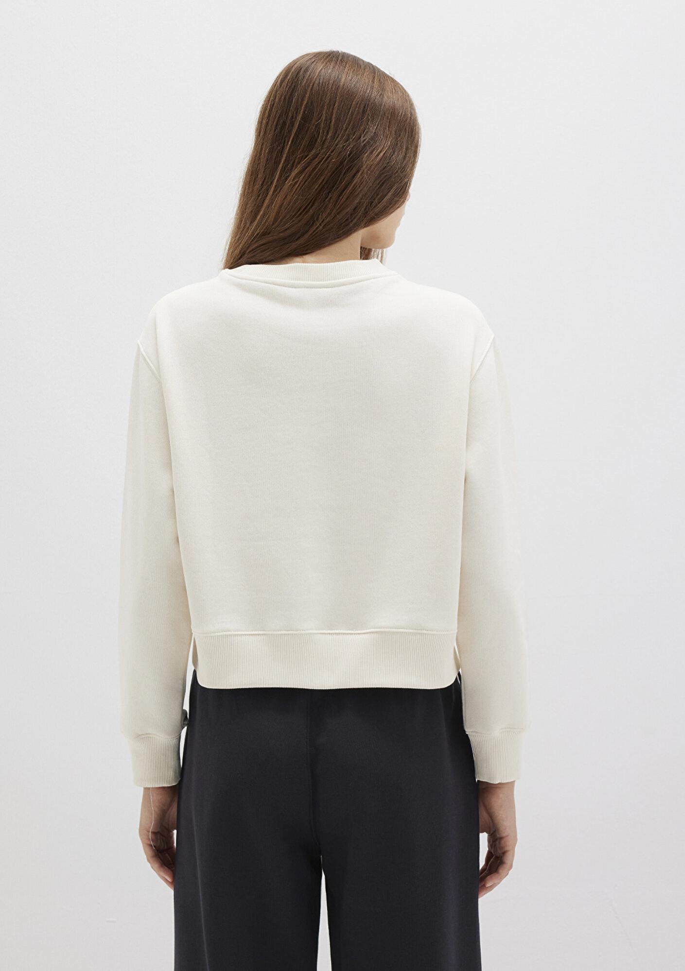 Mavi Bisiklet Yaka Ekru Sweatshirt 1S10387-70049