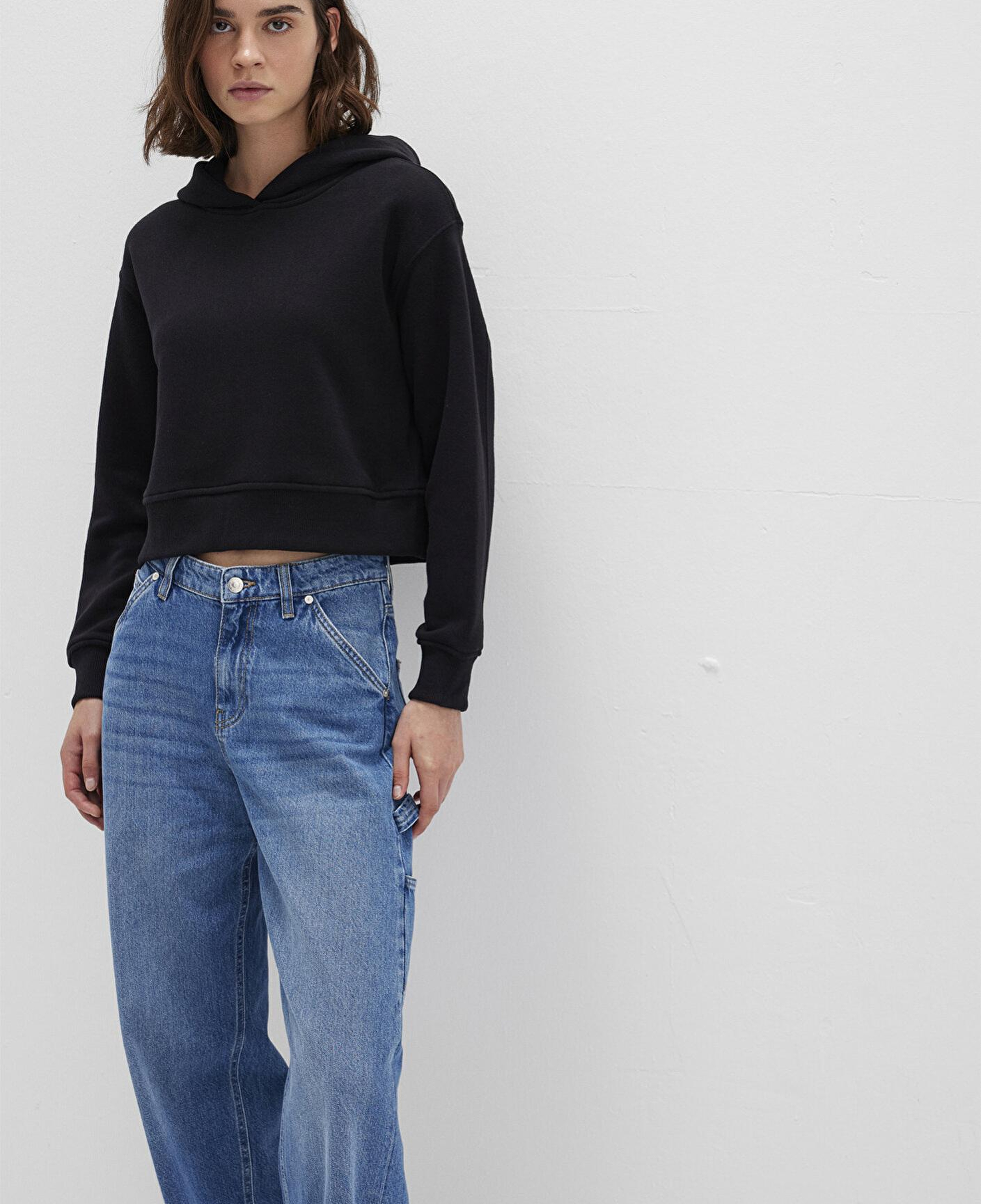 Mavi Kapüşonlu Siyah Sweatshirt 1S10386-900