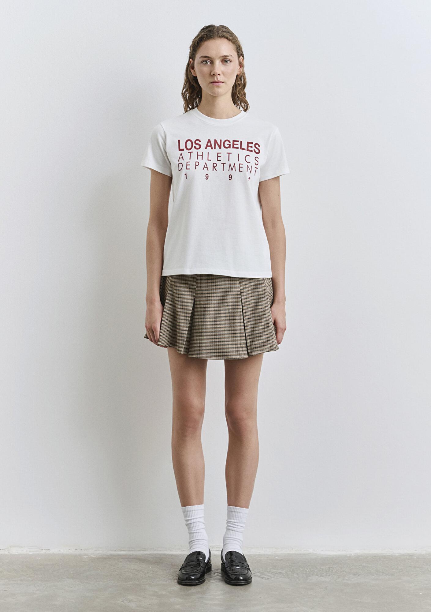 Mavi Los Angeles Baskılı Ekru Tişört Regular Fit / Normal Kesim 1613375-70057