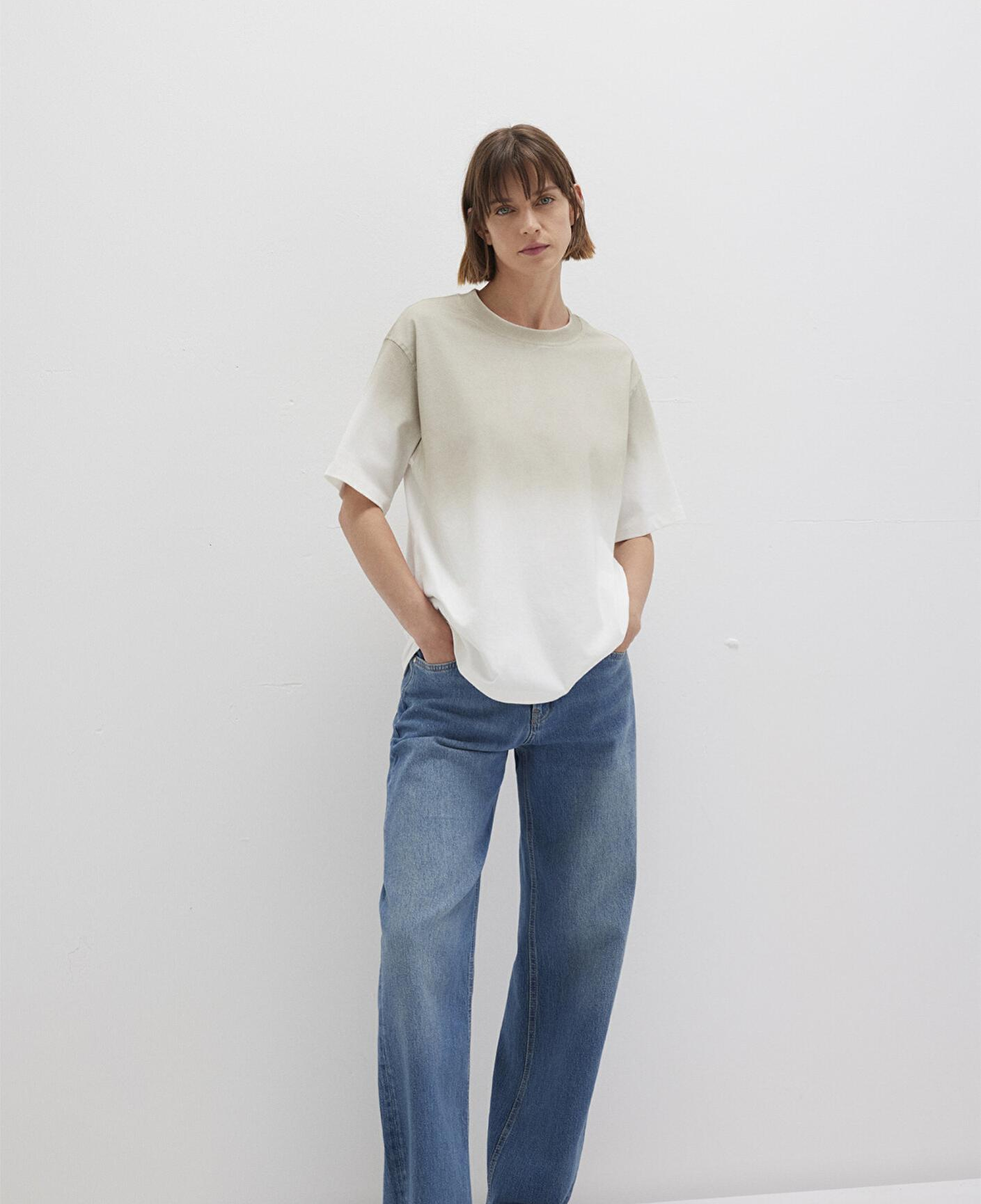 Mavi Degrade Bej Tişört Loose Fit / Bol Rahat Kesim 1613396-70057