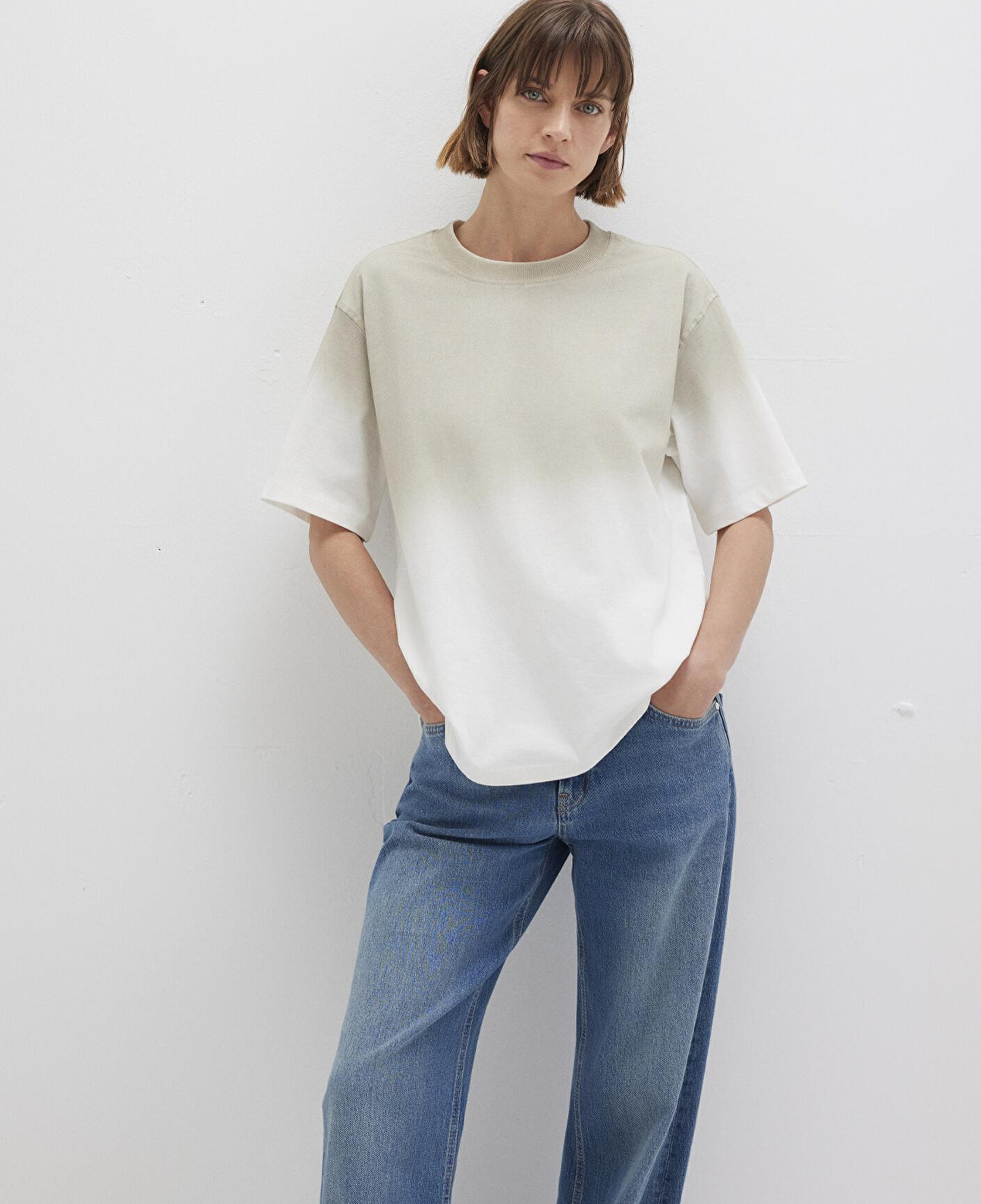 Mavi Degrade Bej Tişört Loose Fit / Bol Rahat Kesim 1613396-70057