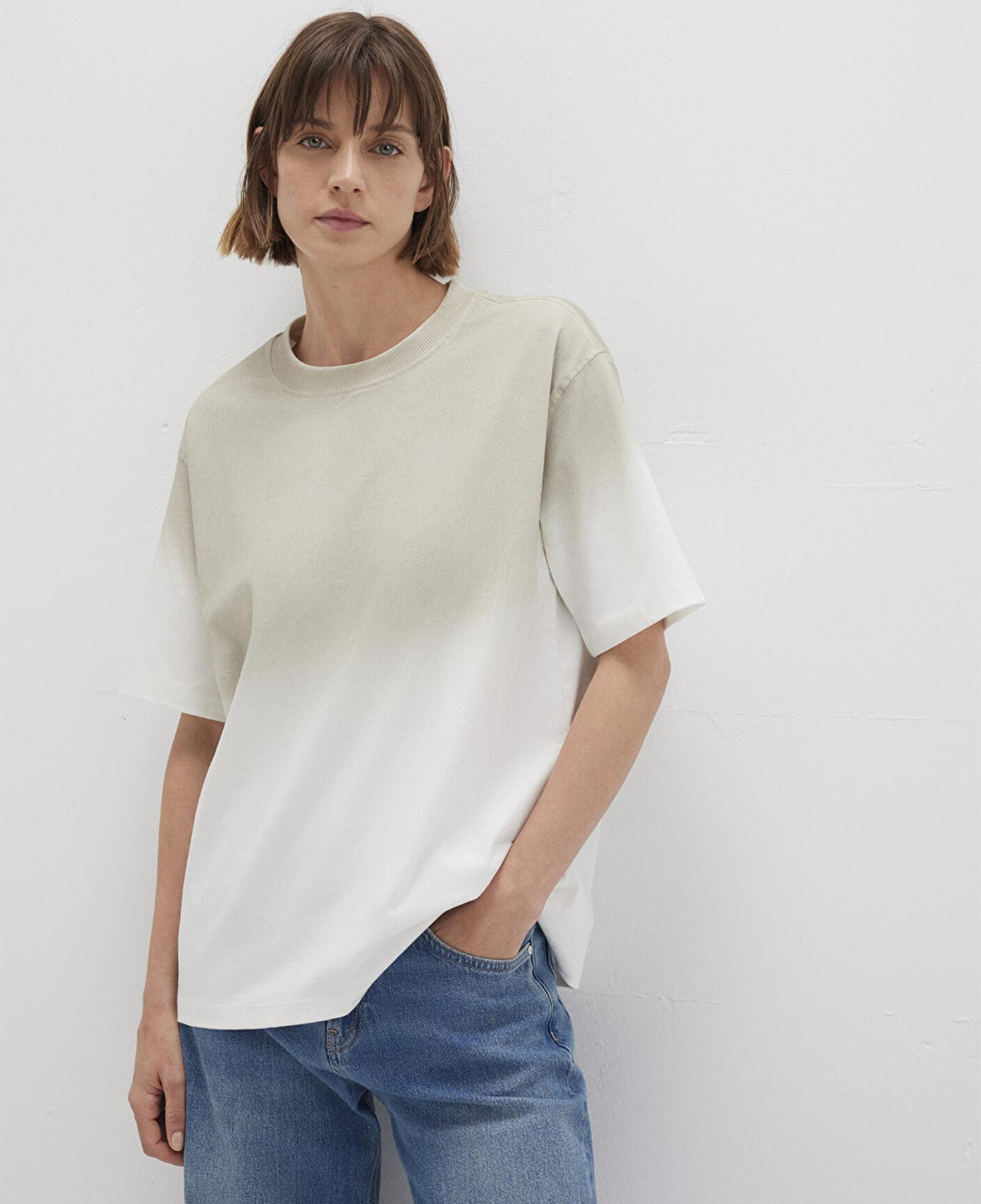 Mavi Degrade Bej Tişört Loose Fit / Bol Rahat Kesim 1613396-70057