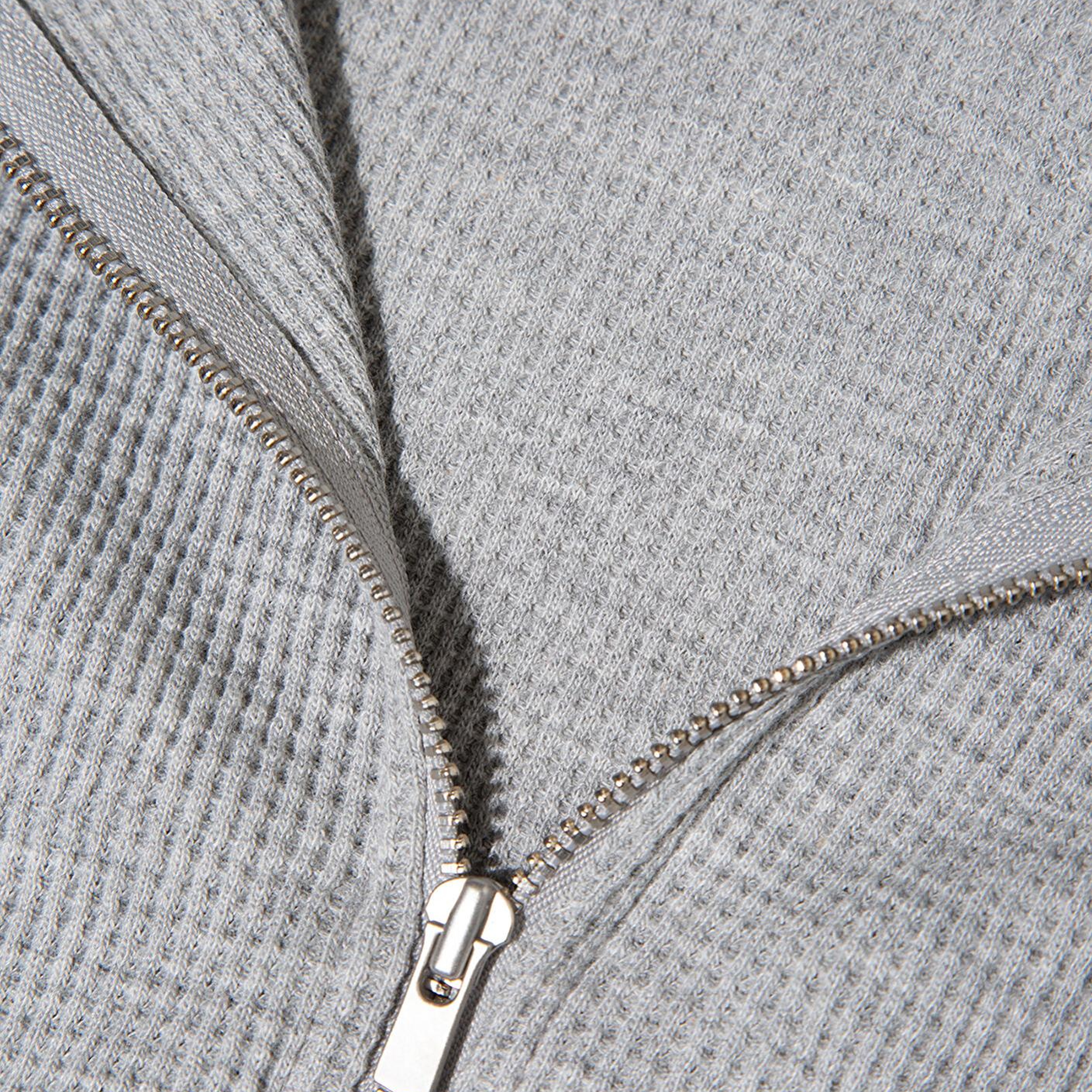 Mavi Fermuarlı Dokulu Gri Sweatshirt 1613383-80018