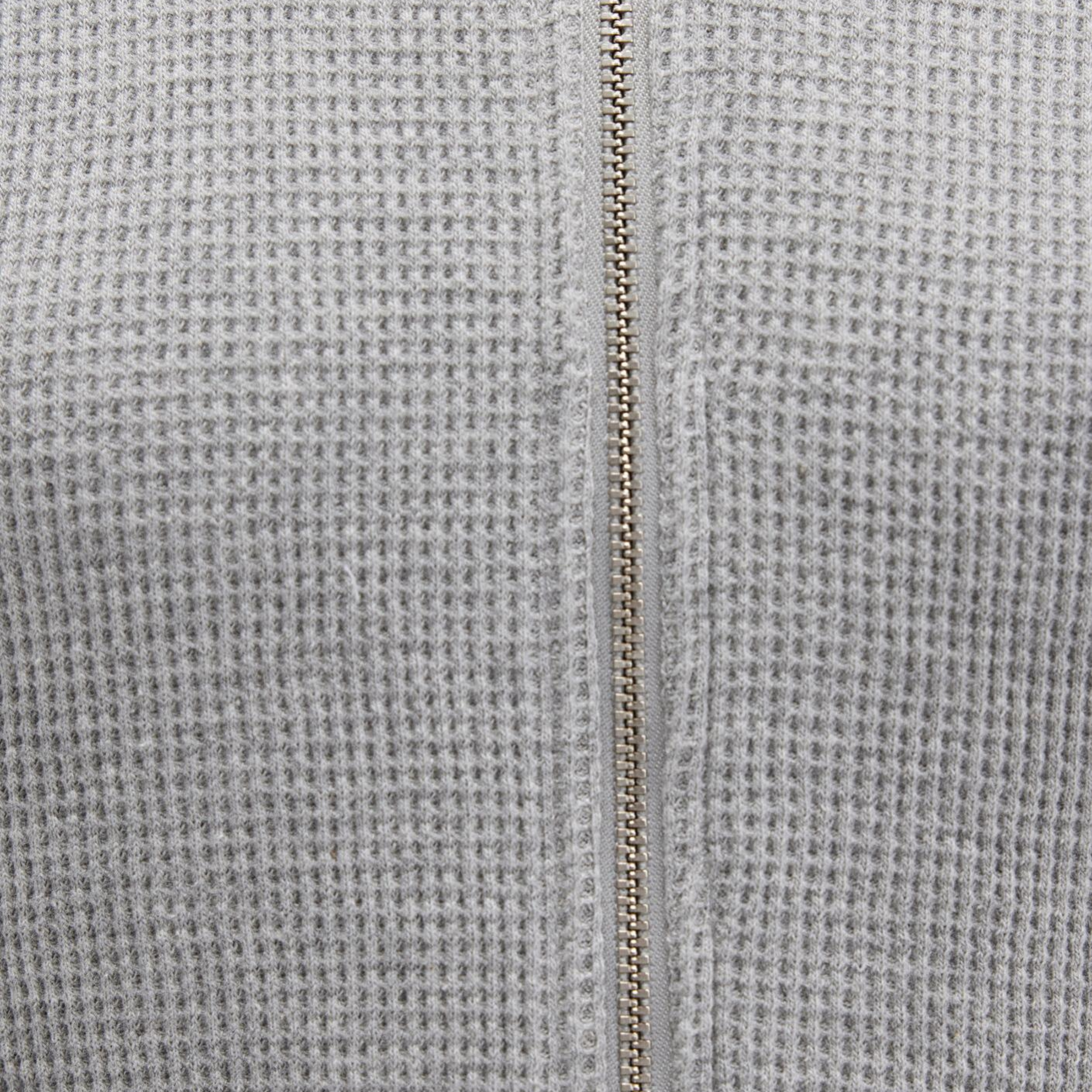 Mavi Fermuarlı Dokulu Gri Sweatshirt 1613383-80018