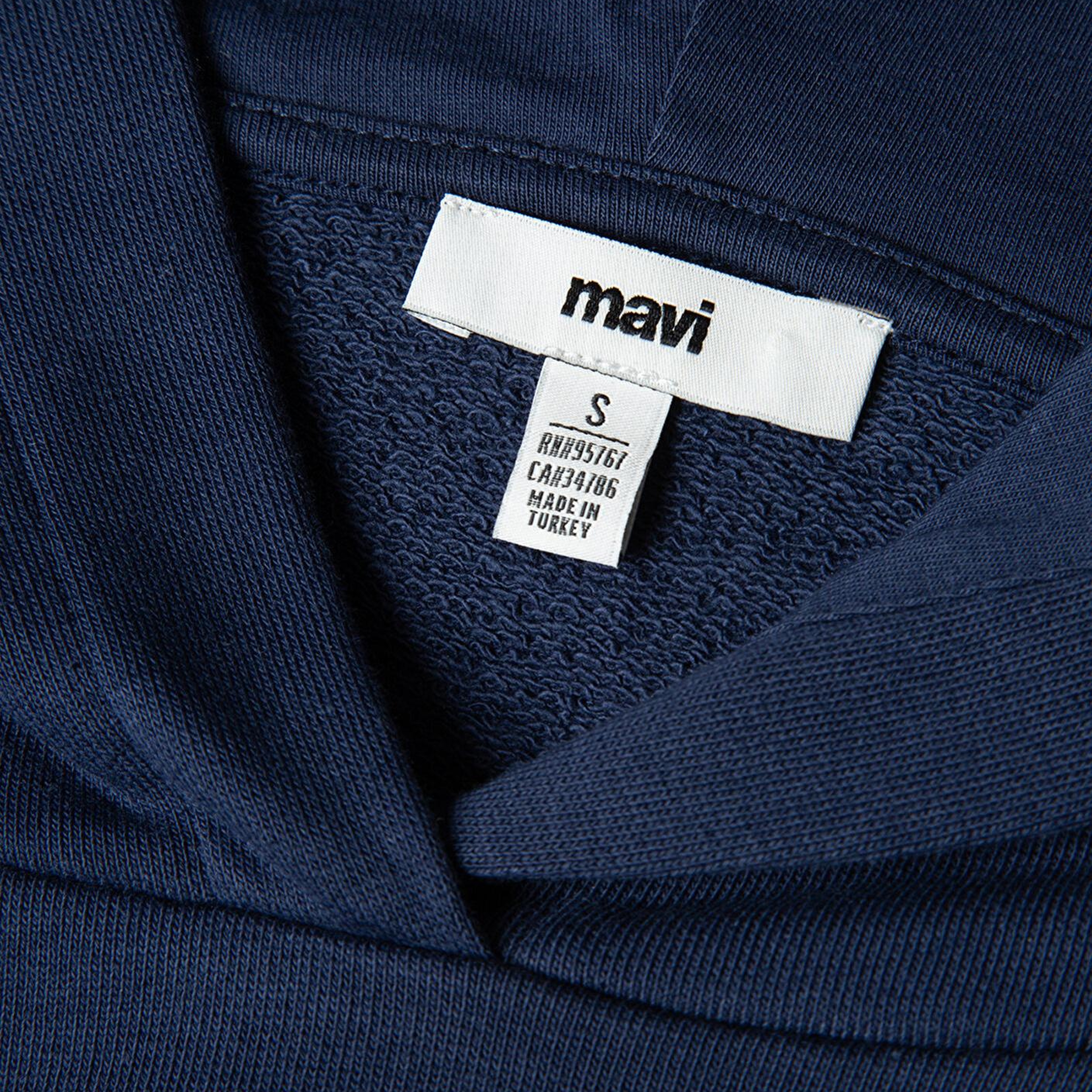 Mavi Biye Detaylı Kapüşonlu Lacivert Sweatshirt 1S10362-87518