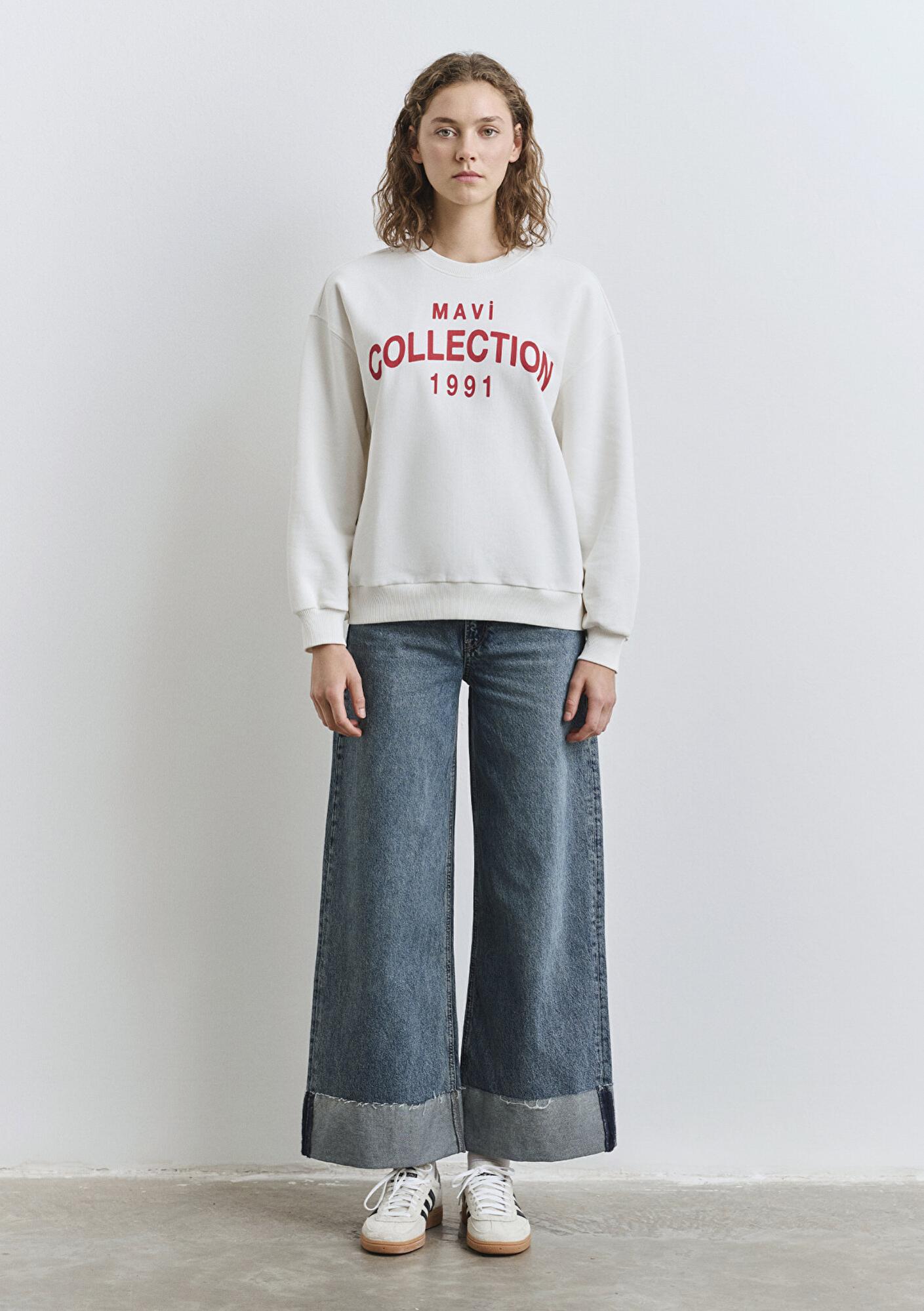 Mavi Mavi Collection Baskılı Ekru Sweatshirt 1S10359-80194