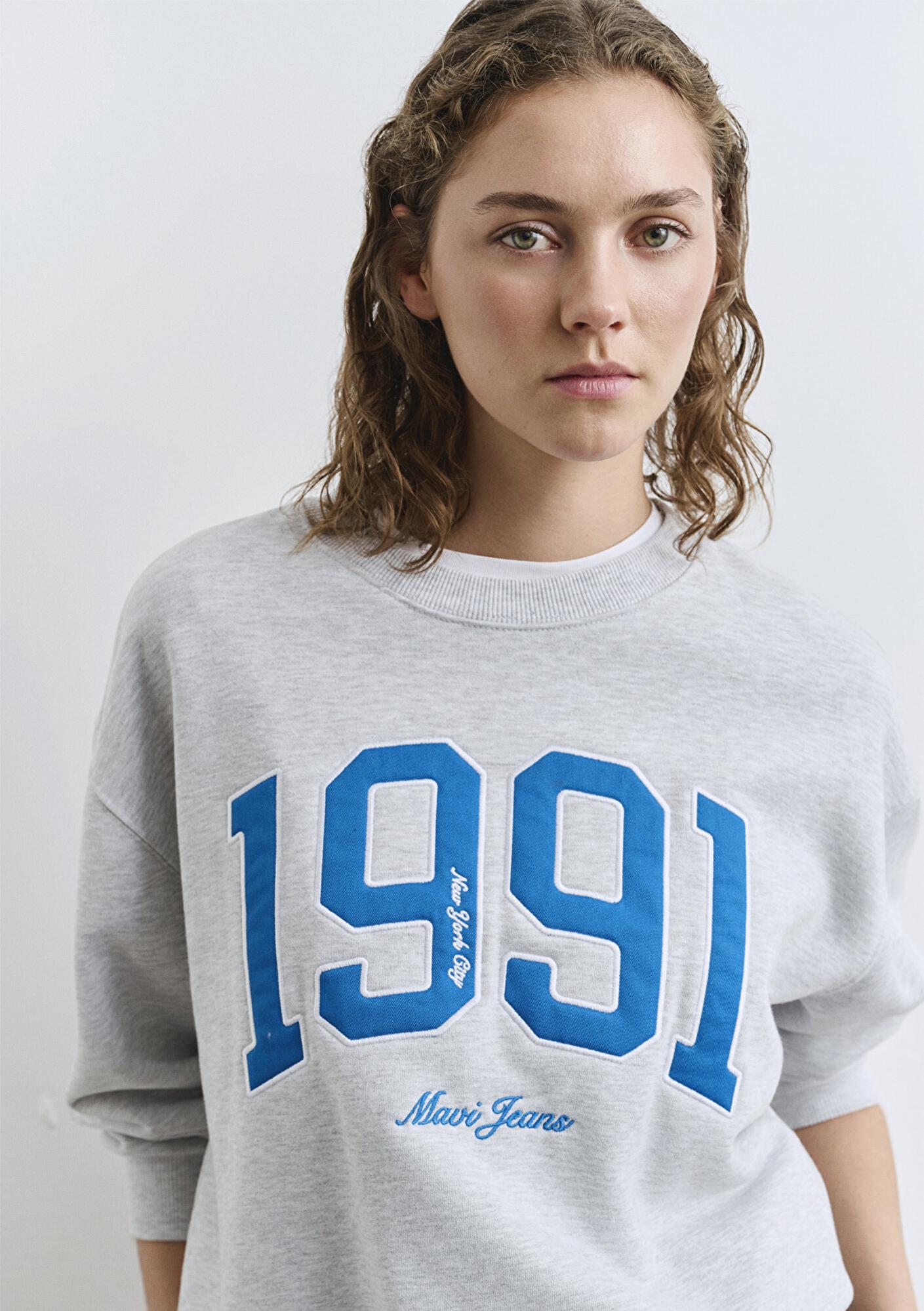 Mavi 1991 Baskılı Gri Sweatshirt 1S10361-87033