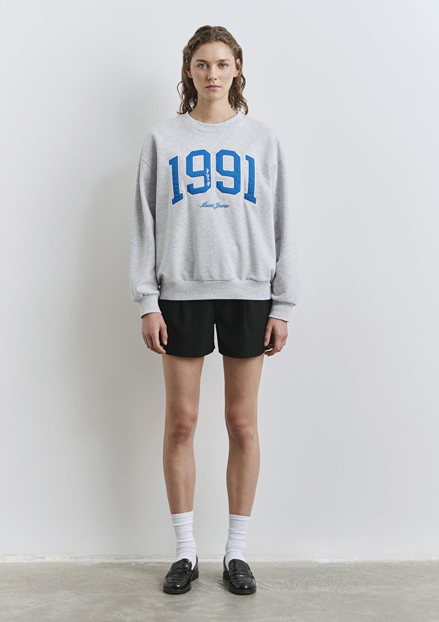 Mavi 1991 Baskılı Gri Sweatshirt 1S10361-87033