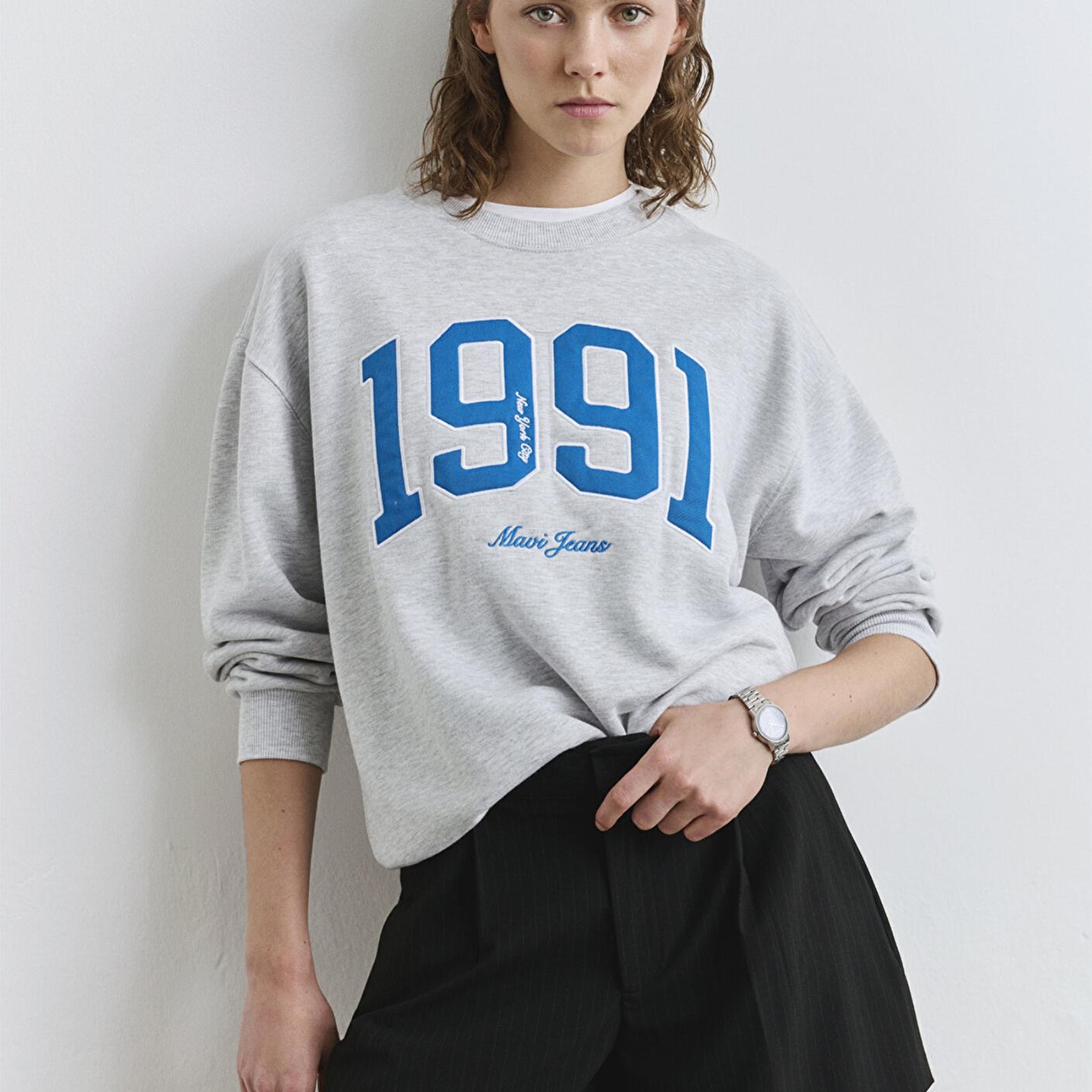 Mavi 1991 Baskılı Gri Sweatshirt 1S10361-87033