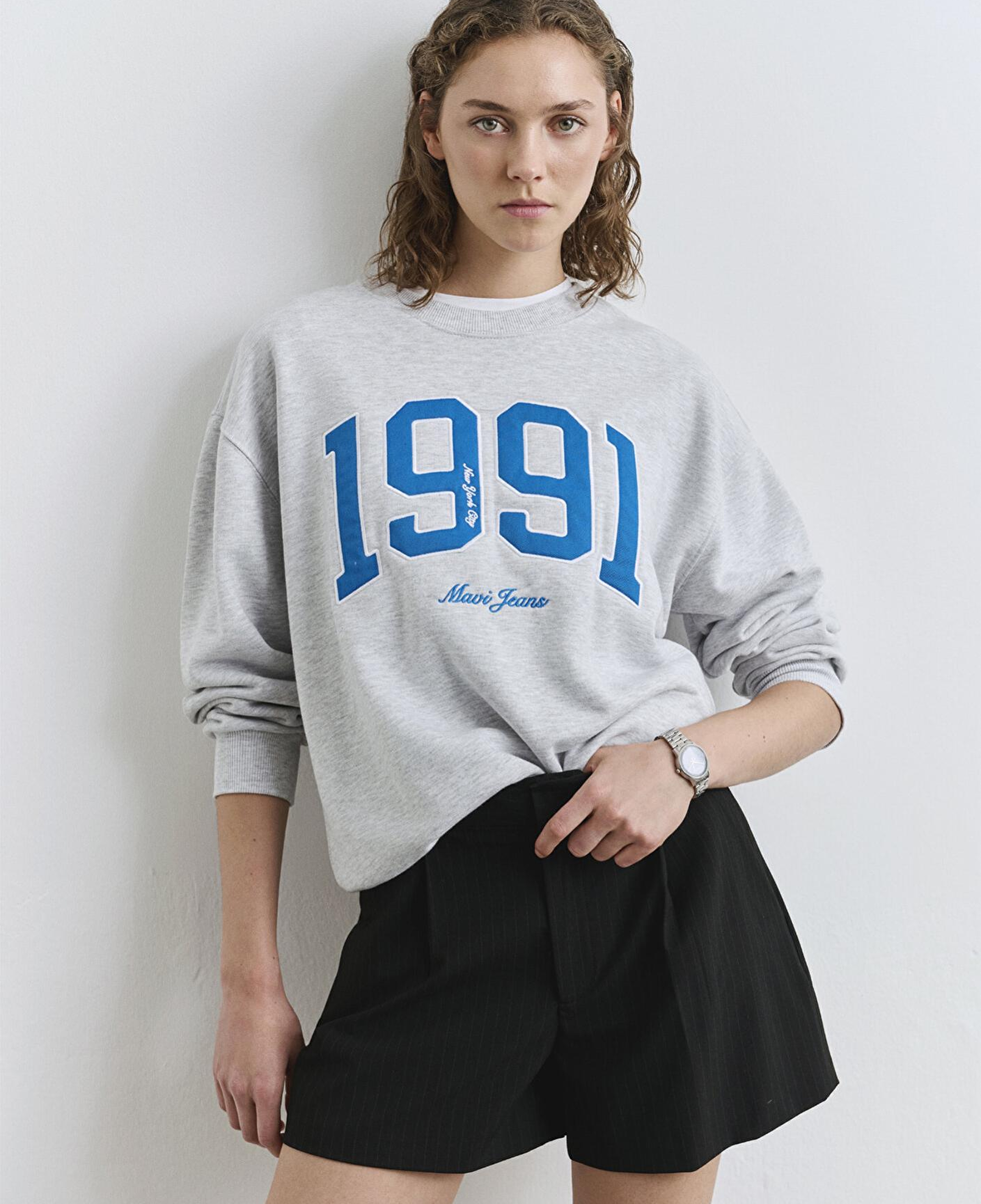Mavi 1991 Baskılı Gri Sweatshirt 1S10361-87033