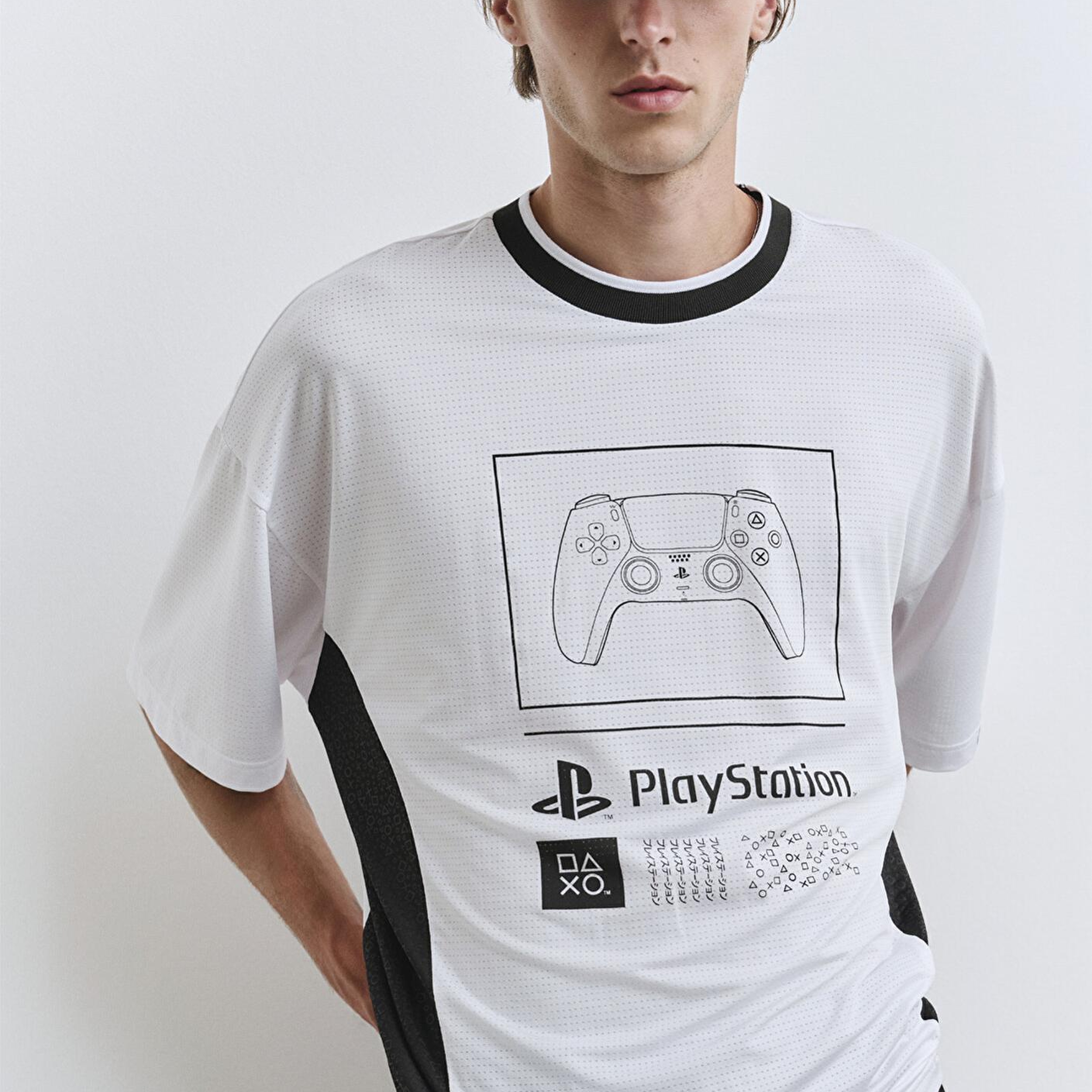 Mavi PlayStation Baskılı Beyaz Forma Tişört​ Oversize / Geniş Kesim 0612938-620