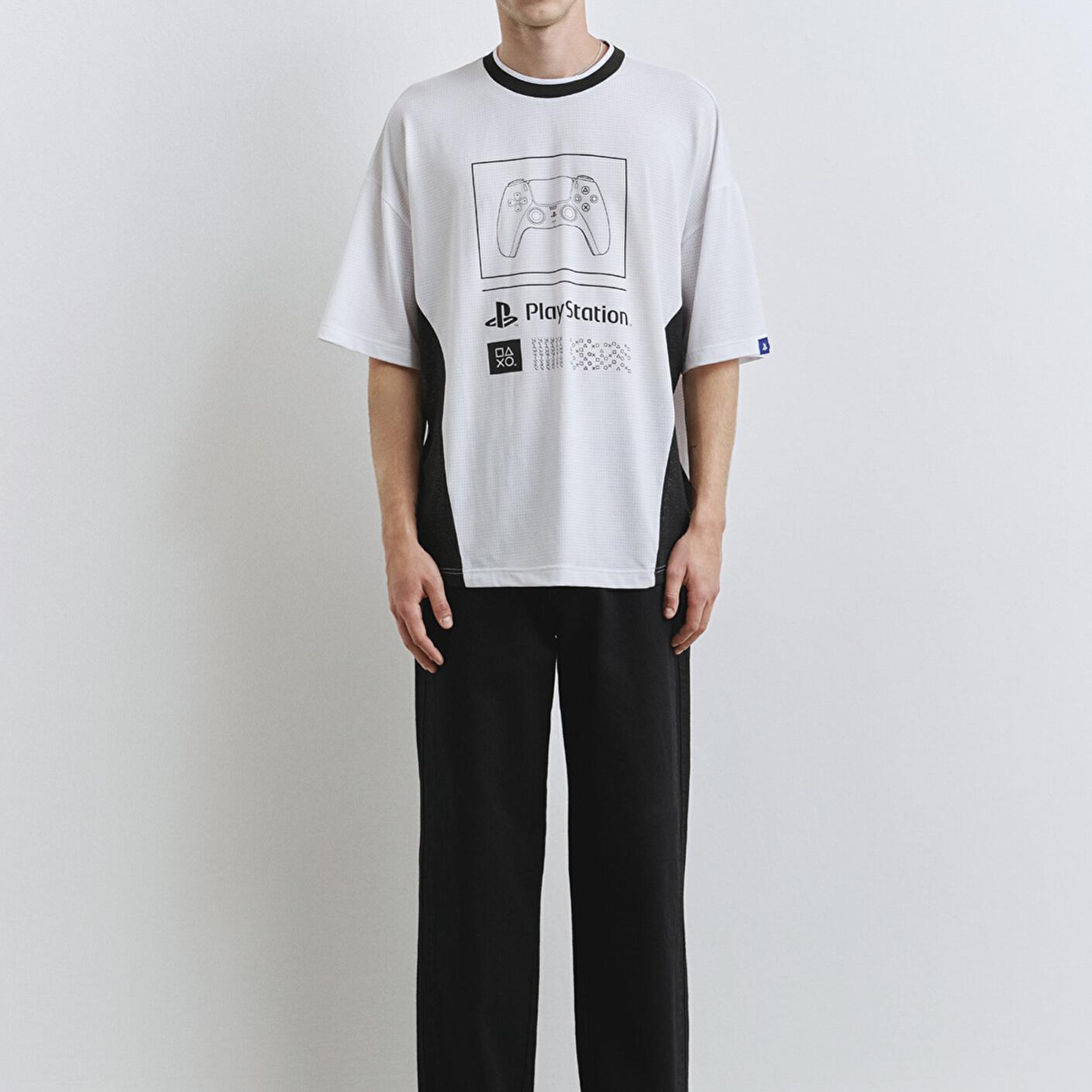 Mavi PlayStation Baskılı Beyaz Forma Tişört​ Oversize / Geniş Kesim 0612938-620