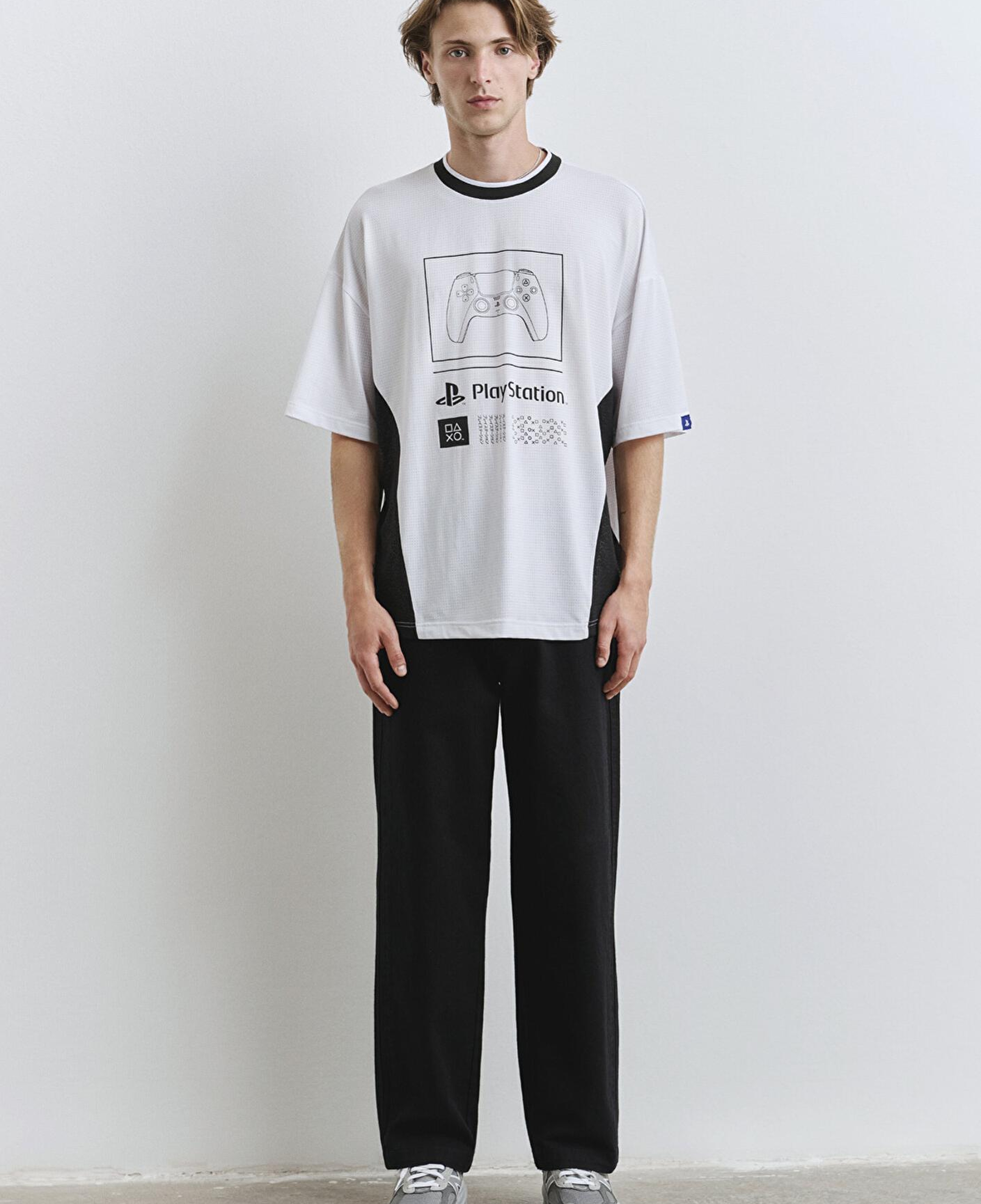 Mavi PlayStation Baskılı Beyaz Forma Tişört​ Oversize / Geniş Kesim 0612938-620