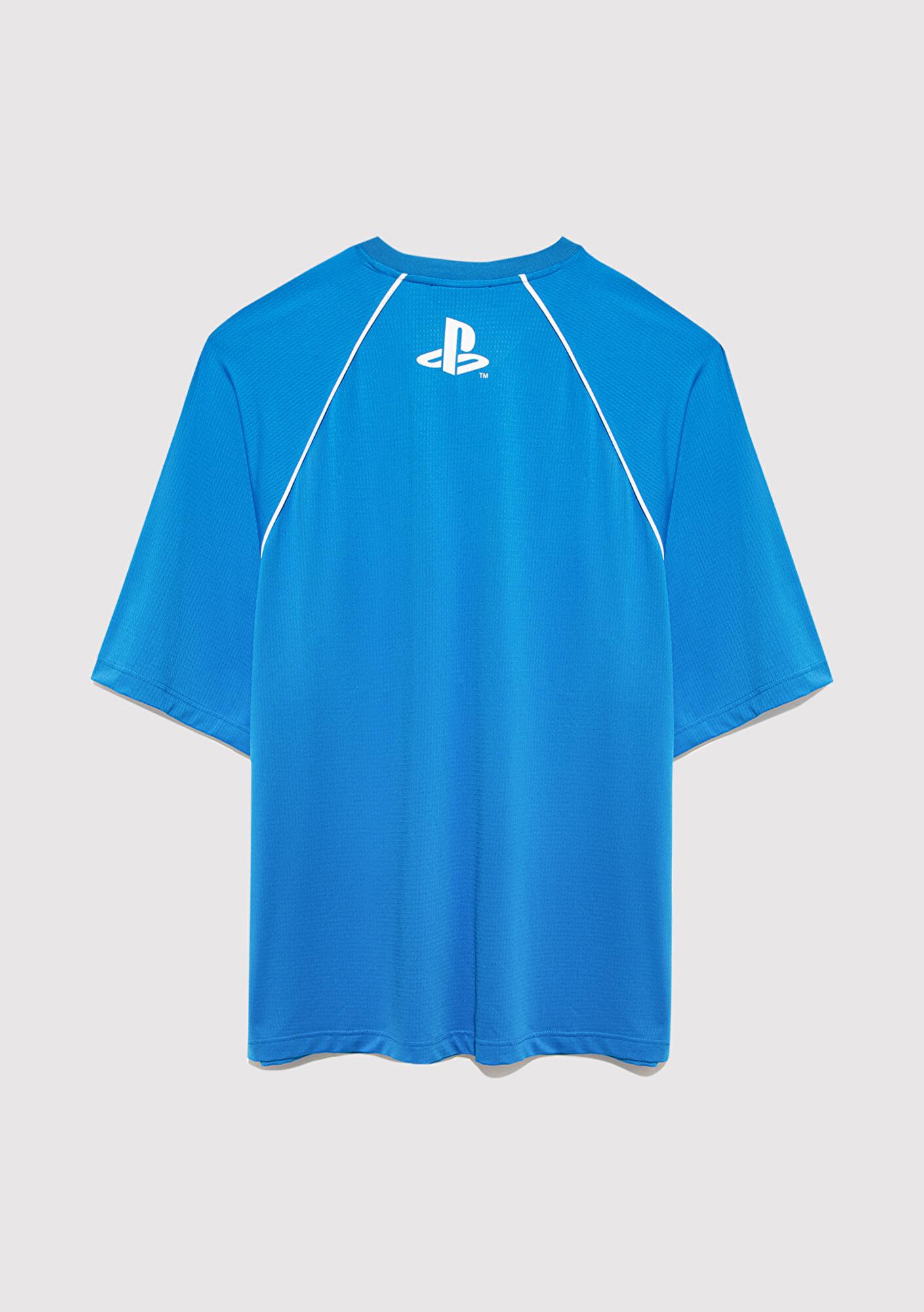 Mavi PlayStation Baskılı Mavi Forma Tişört​ Oversize / Geniş Kesim 0612939-70772