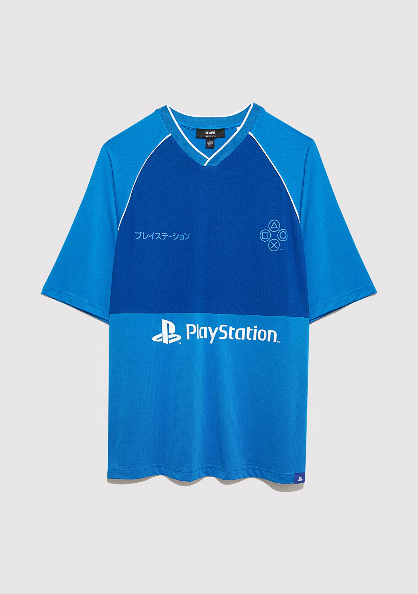 Mavi PlayStation Baskılı Mavi Forma Tişört​ Oversize / Geniş Kesim 0612939-70772