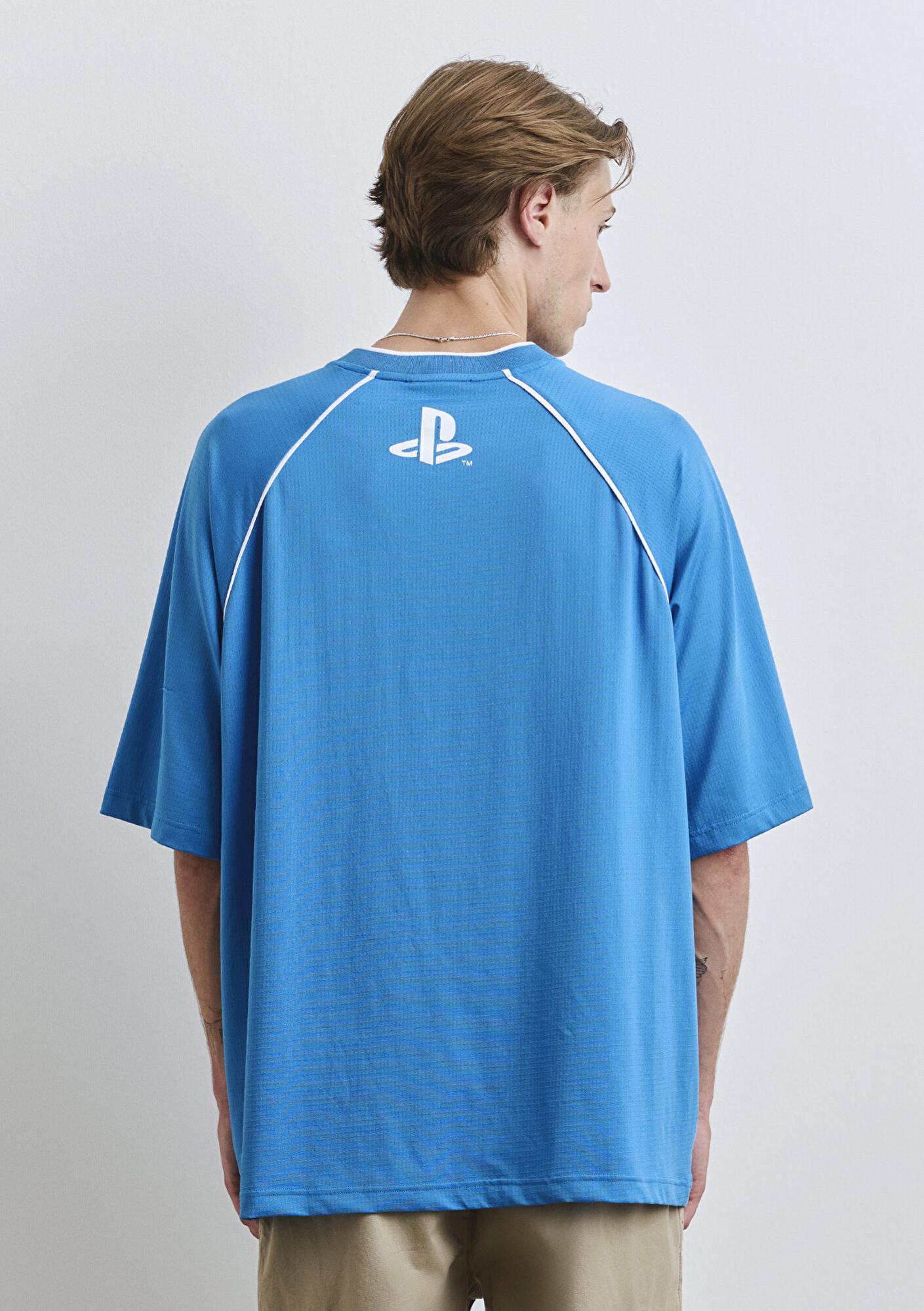 Mavi PlayStation Baskılı Mavi Forma Tişört​ Oversize / Geniş Kesim 0612939-70772
