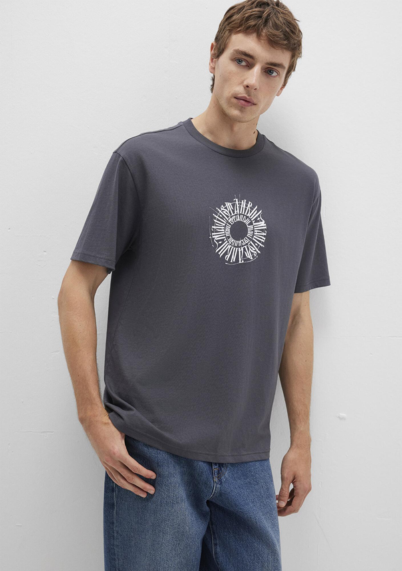 Mavi Sırt Baskılı İstanbul Tişört Loose Fit / Bol Rahat Kesim 0612449-80106